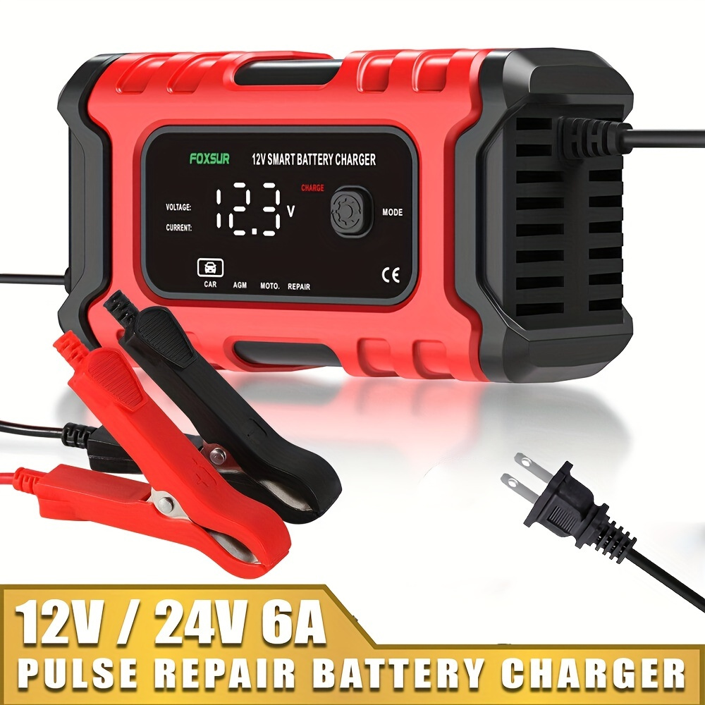 E-FAST Car Battery Chargers /6A Full Automatic Battery Chargers Maintainer  3-Stage Portable Trickle Chargers Battery Desulfator for Car Motorcycle  Batteries 