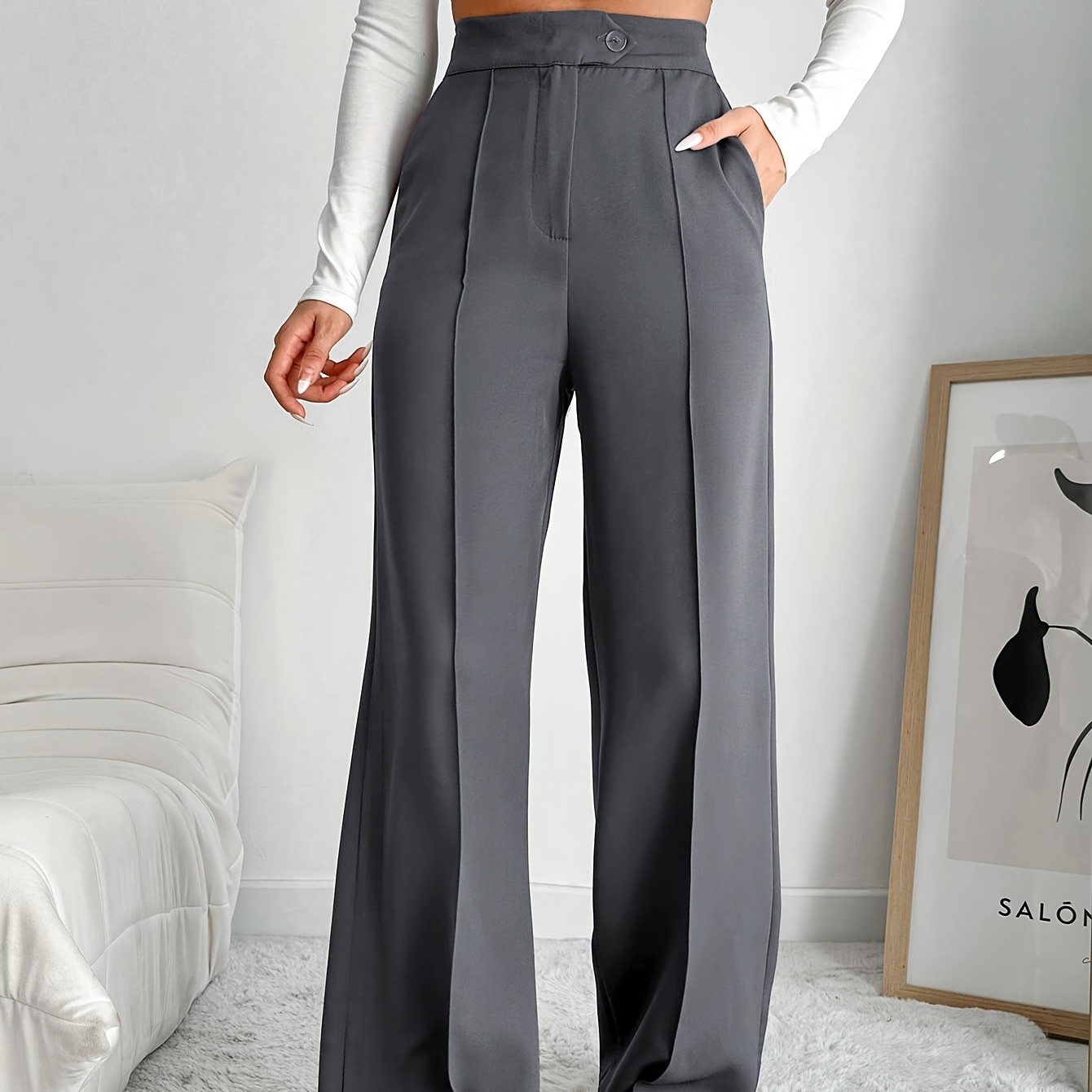 

's Leg Trousers - Waist Pants, , , Full Length - For /summer/fall