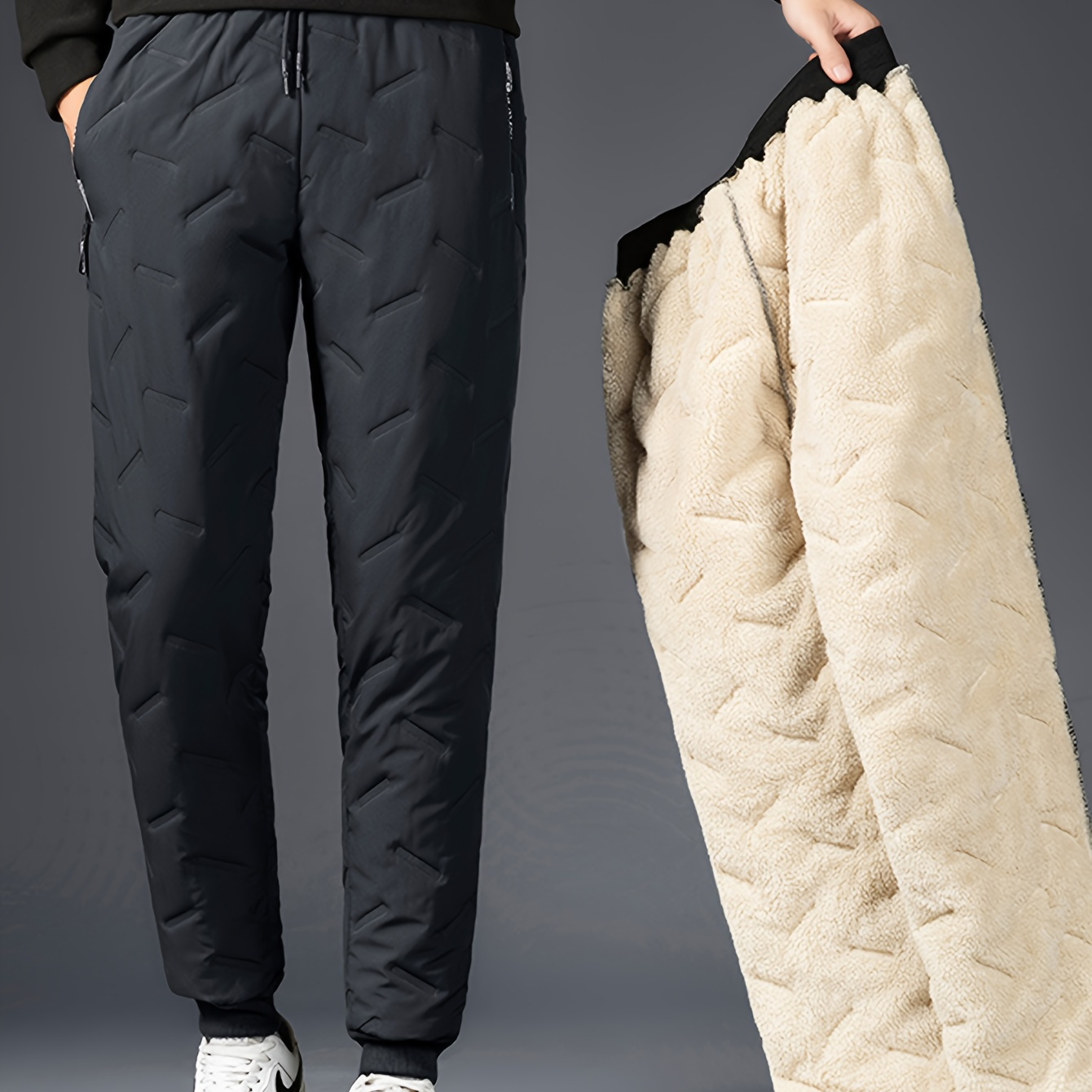 

Men's Winter Fleece-lined Joggers - , Warm, And Cozy With Drawstring Waistband