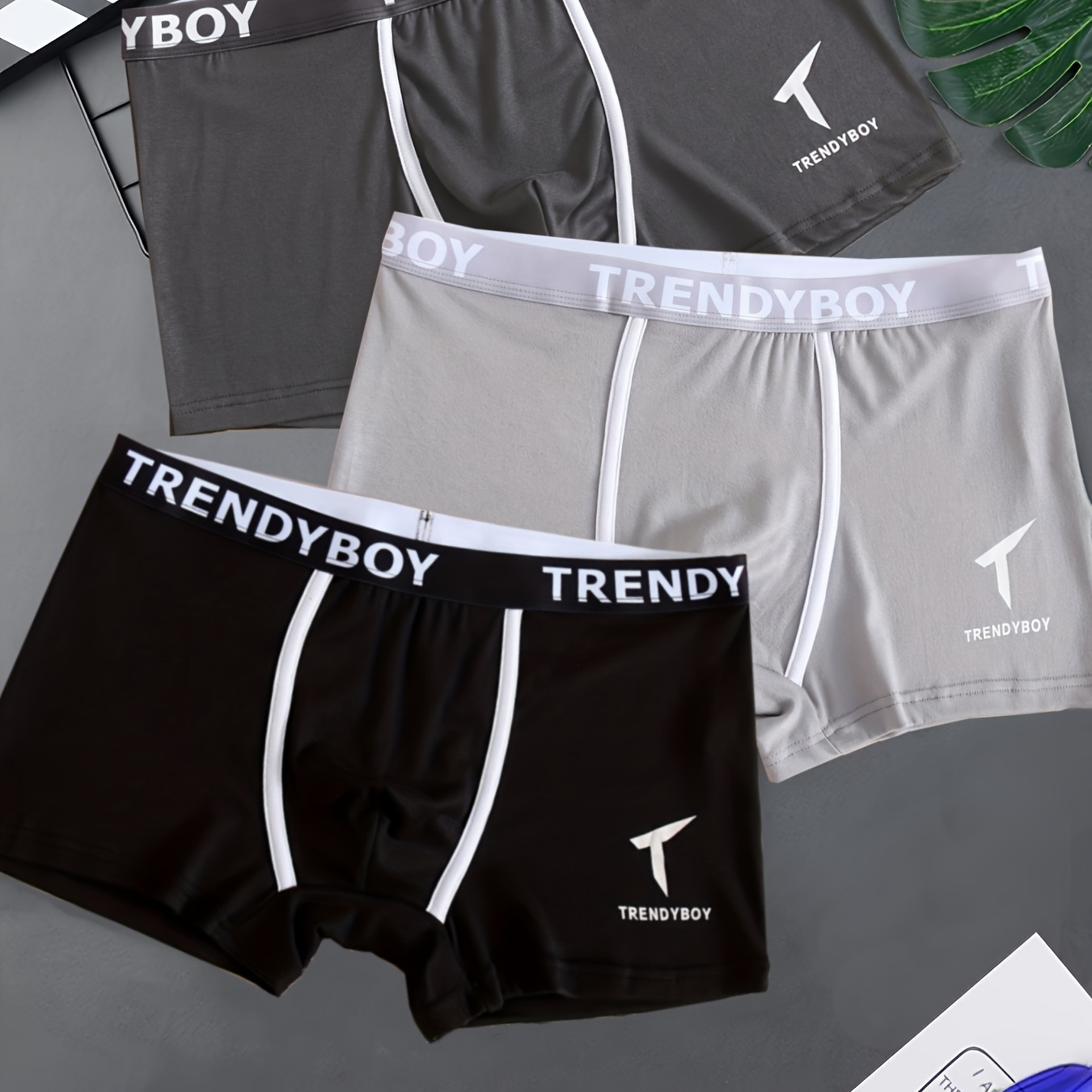 

3pcs Men's Cotton Boxer Briefs - Breathable, With Stylish Letter
