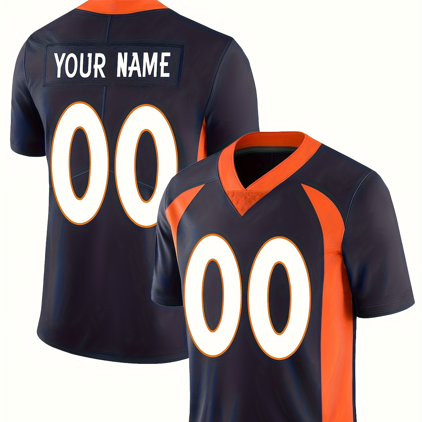 

Customized Name And Number Design, Men's Short Sleeve Loose V-neck Embroidery Personalized American Football Jersey, Outdoor Rugby Jersey For Team Training