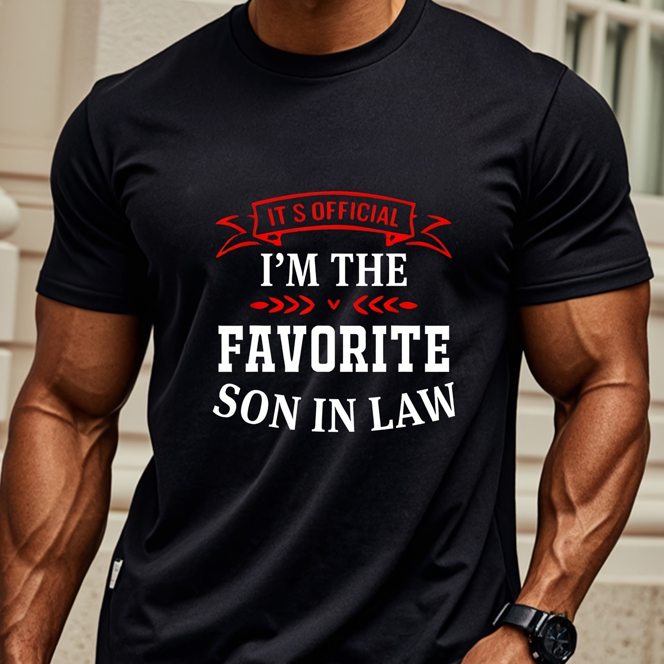 

Official I'm The In Law Casual Black Graphic Tee T Shirts Crew Neck For Men Soft 100% Cotton Ideal For Weekend Casual Hiking Running Breathable