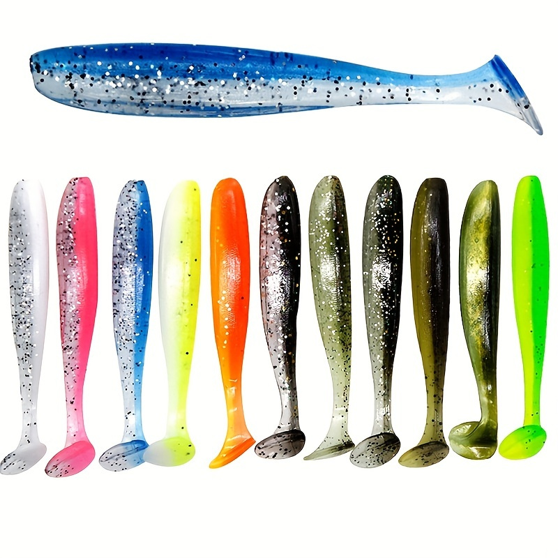 10pcs/pack Silicone FishingBait Fishing Lure Set 5.5cm1.5g T-tail Soft Bait