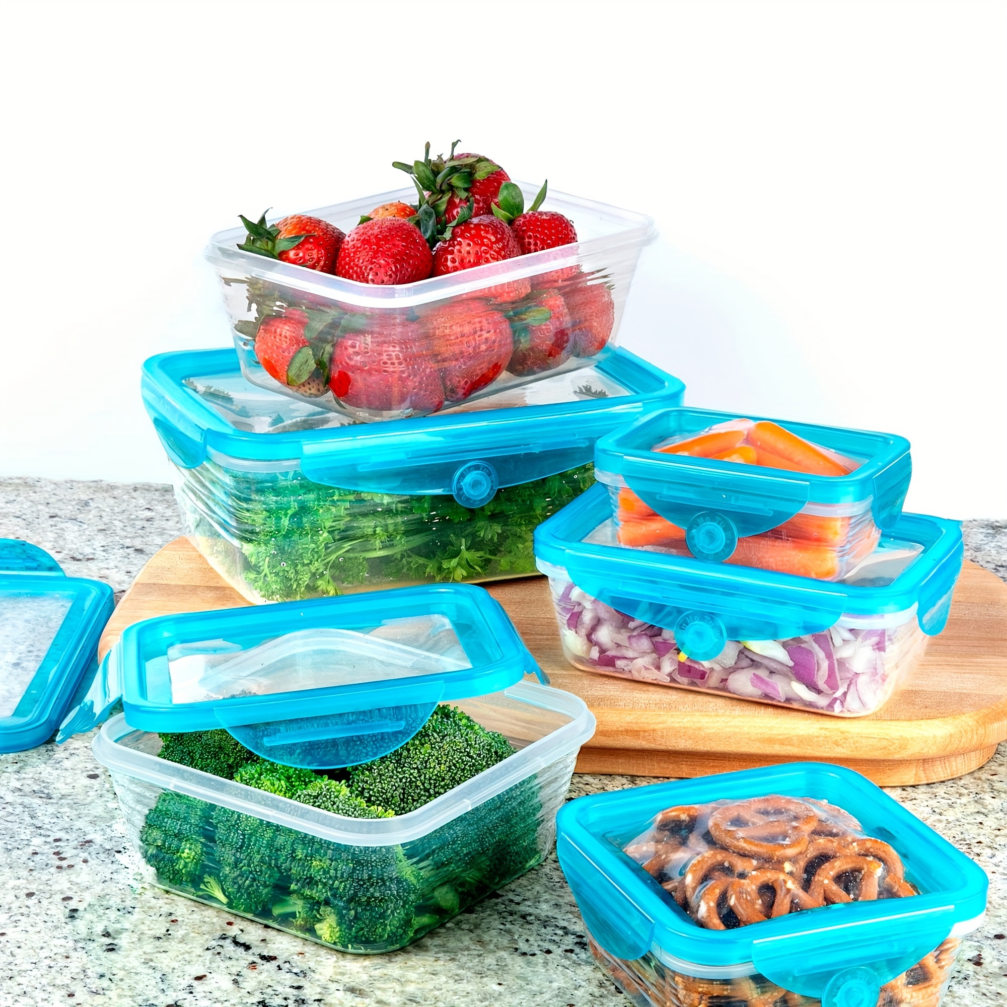 6-20PCS Kitchen Plastic Food Containers with Airtight Lids Leak Proof &  Freezer