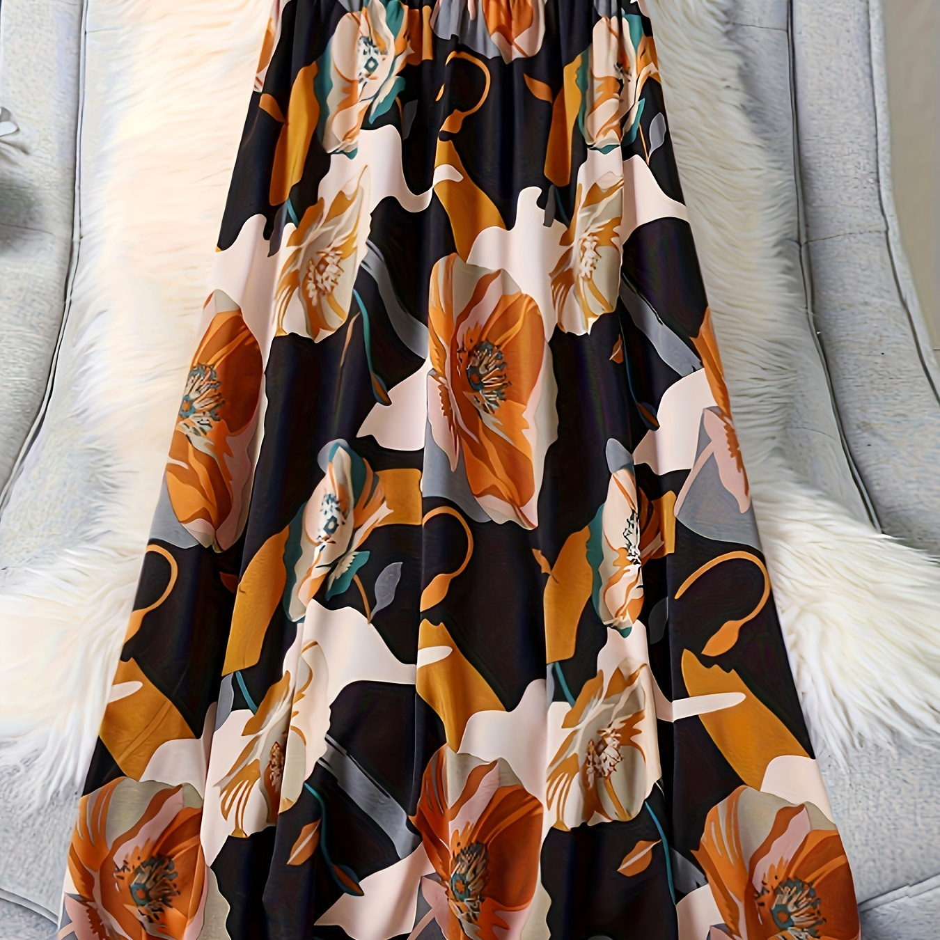 

Floral Print Waist Skirt, Casual A-line Skirt For , Women's Clothing