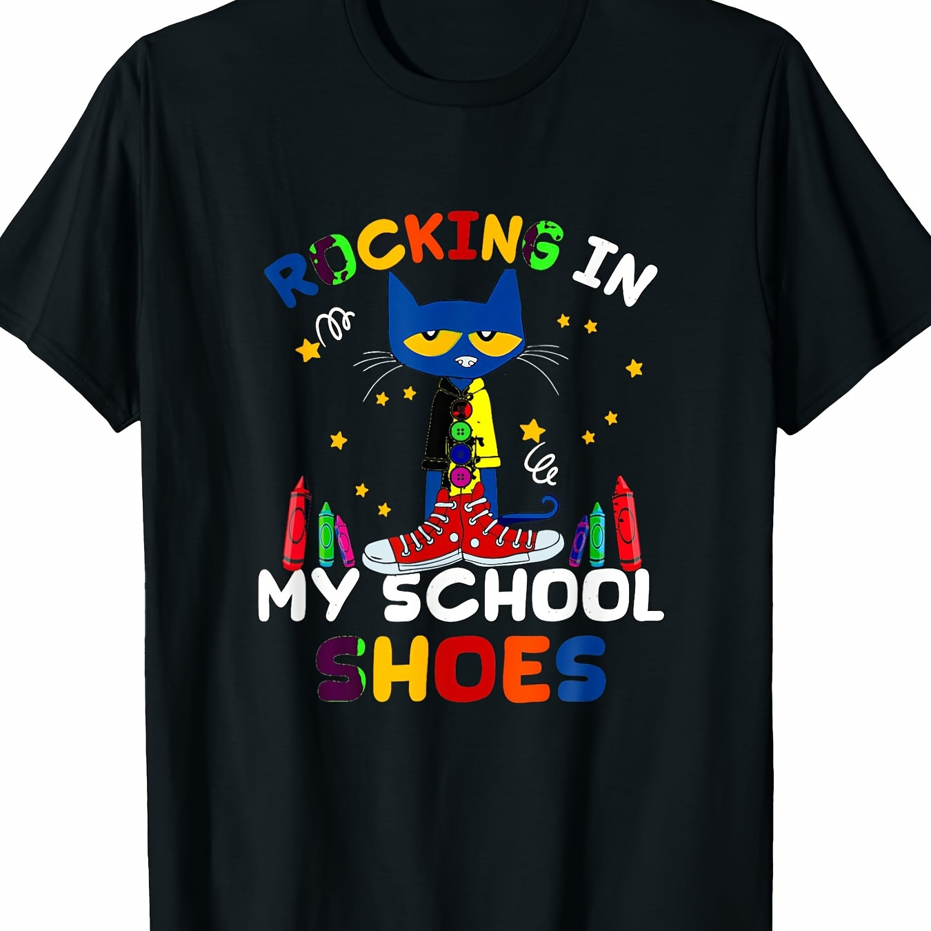 

Cat-rocking I N -shoes-back To-school-cat--220g 100% Cotton