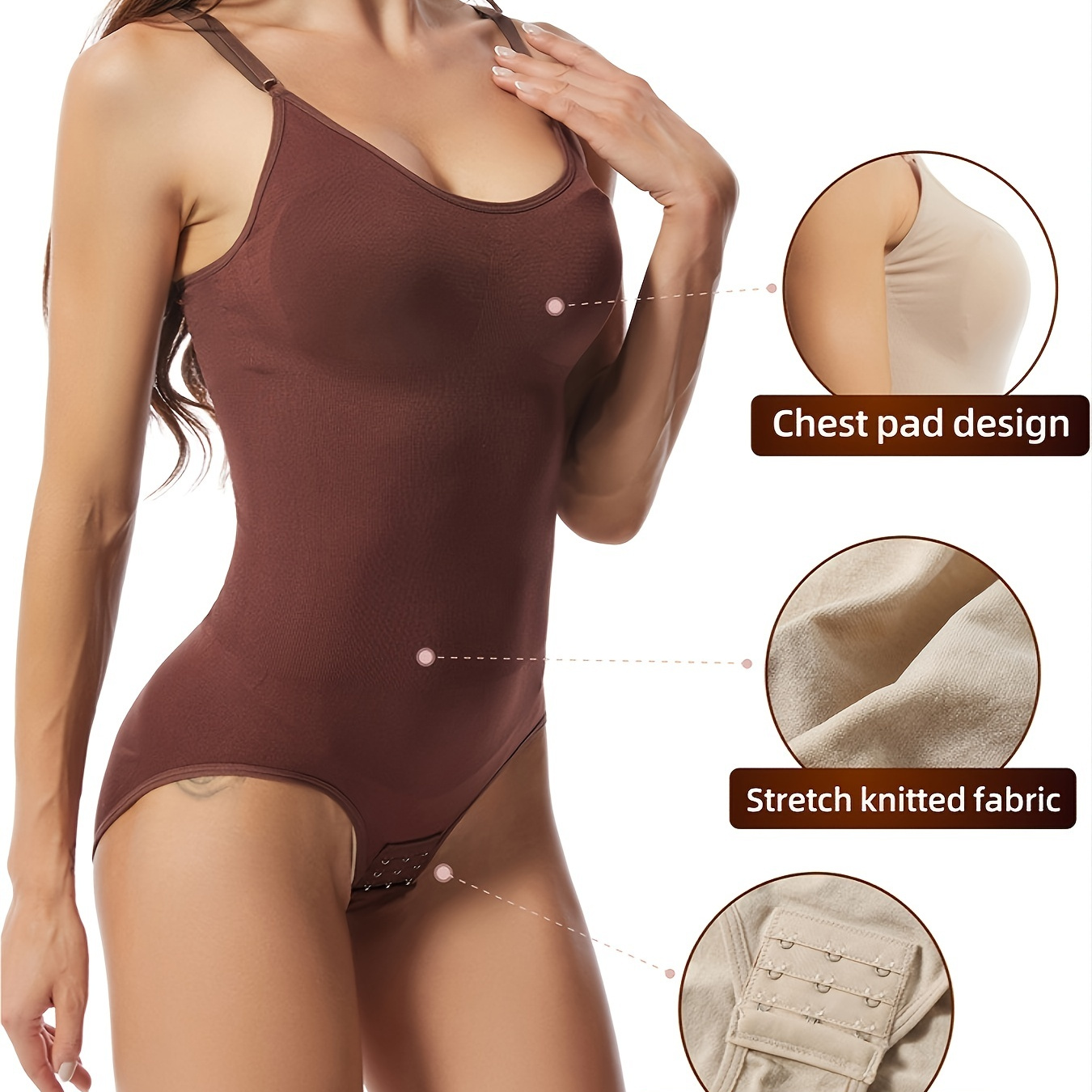 Women's Shapewear One-Piece Bodysuit Tummy Slimmer Seamless Underwear -  Nude - CZ187IS66TG