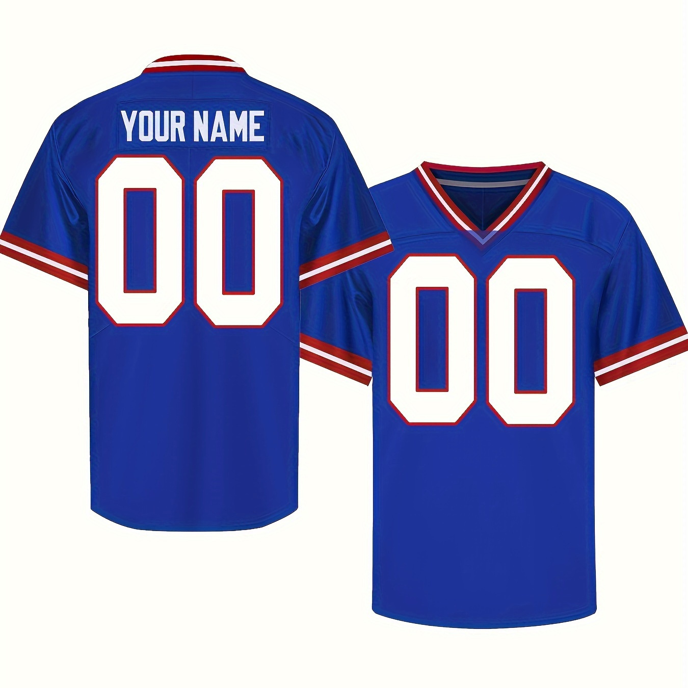 

Customizable Men's American Football Jersey: V-neck, Breathable Polyester, Lettering, And Numbering For Personalization - Suitable For All Seasons