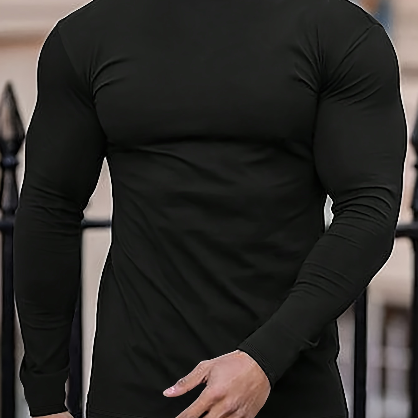 

1pc Long Sleeve T- - Polyester Slight , Regular Fit