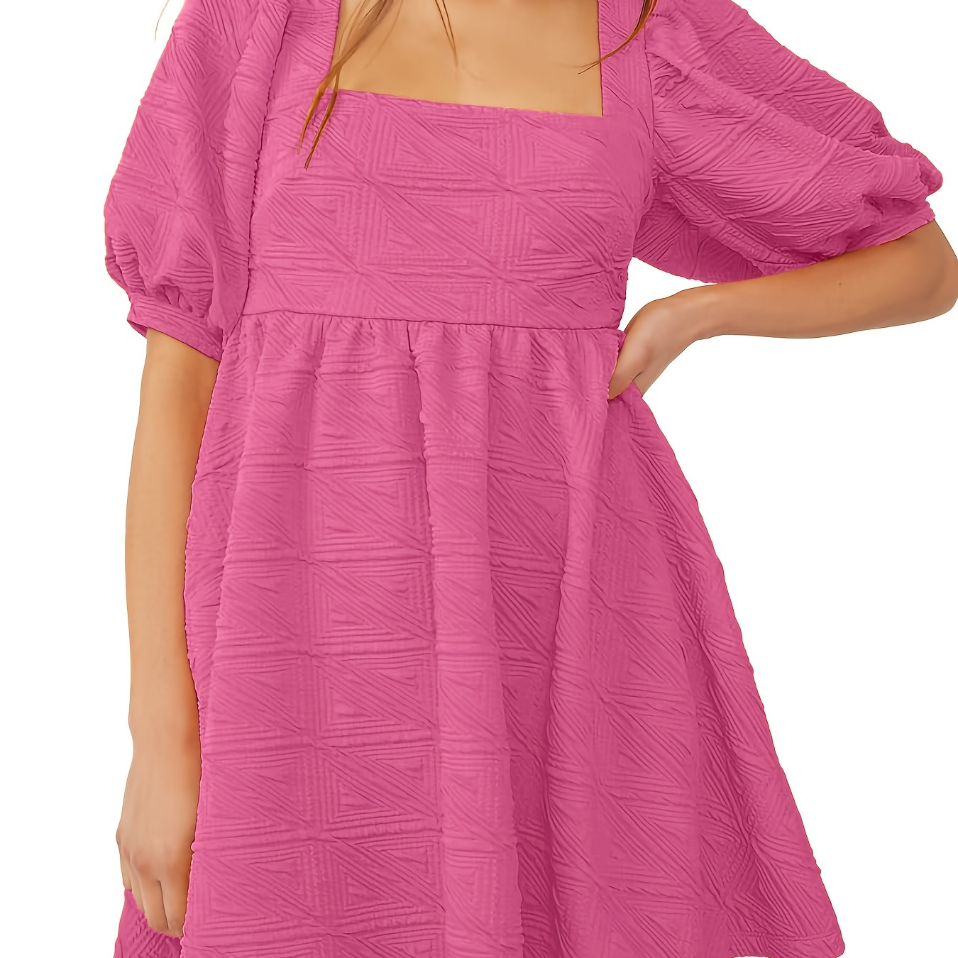 Pretty Pink Babydoll Dress - Puff Sleeve Mini Dress - Square Neck - Lulus