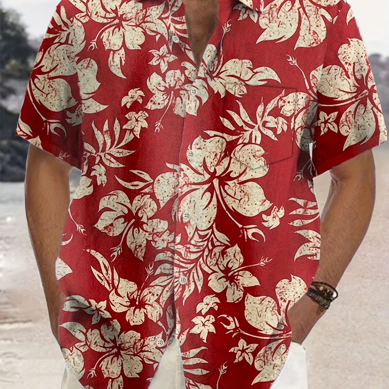 

Men's Plus Size Retro Lily Floral Print Short Sleeve Hawaiian Shirt For Summer