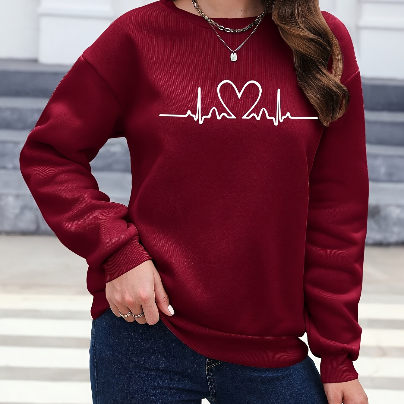 

Sweatshirt, Long Sleeve Sweatshirt For Fall & , Women's Clothing