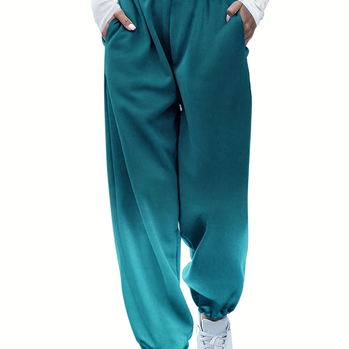 

Ombre Elastic Waist Jogger Pants, Casual Pocket Pants For Fall & Winter, Women's Clothing