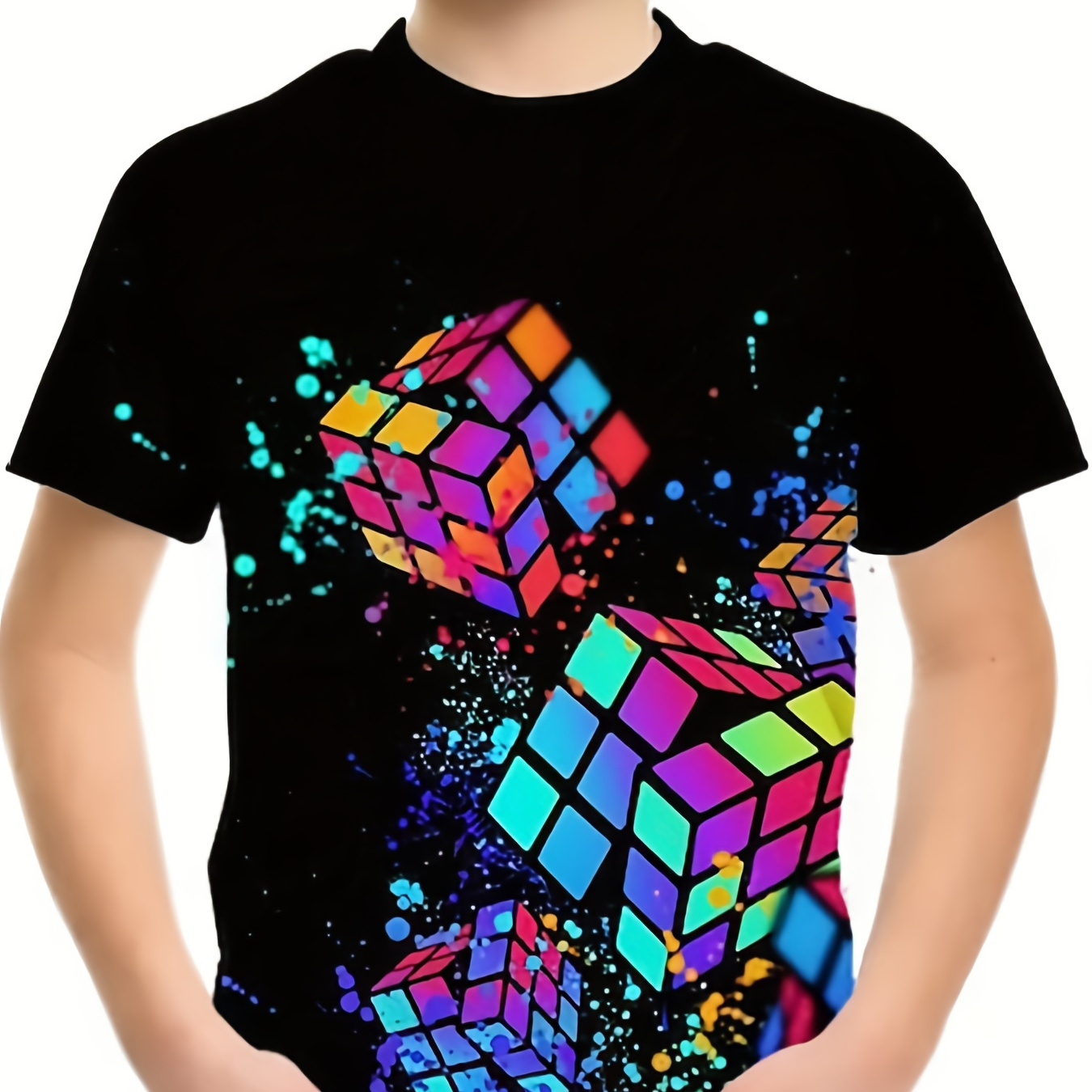 Jigsaw Cube Print Boys T-Shirt - Lightweight & Comfy Summer Tee