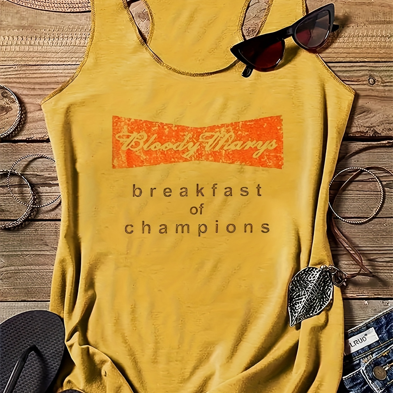 

Breakfast Print Tank Top, Casual Crew Neck Tank Top For Summer, Women's Clothing