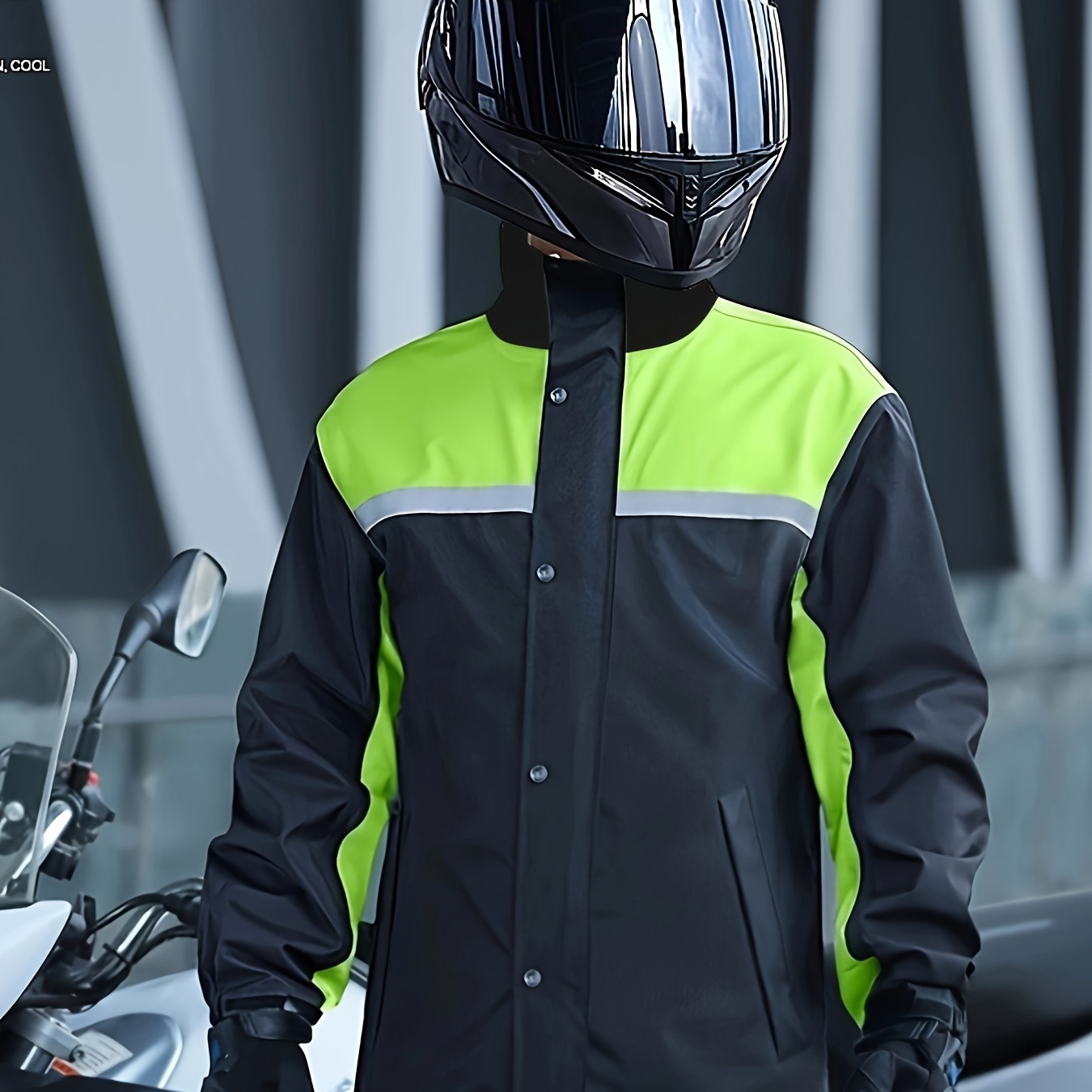 

Men's Motorcycle Rain Suit – Color Block Waterproof Sportswear Set – Breathable Regular Fit Raincoat