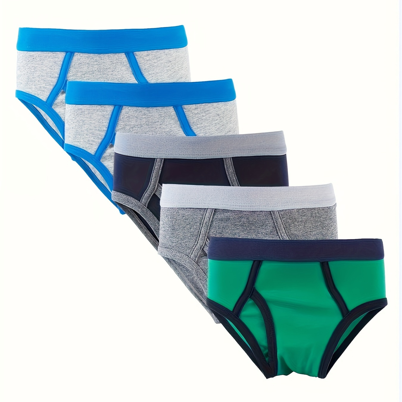 

5pcs Boys Solid Color Briefs Underwear