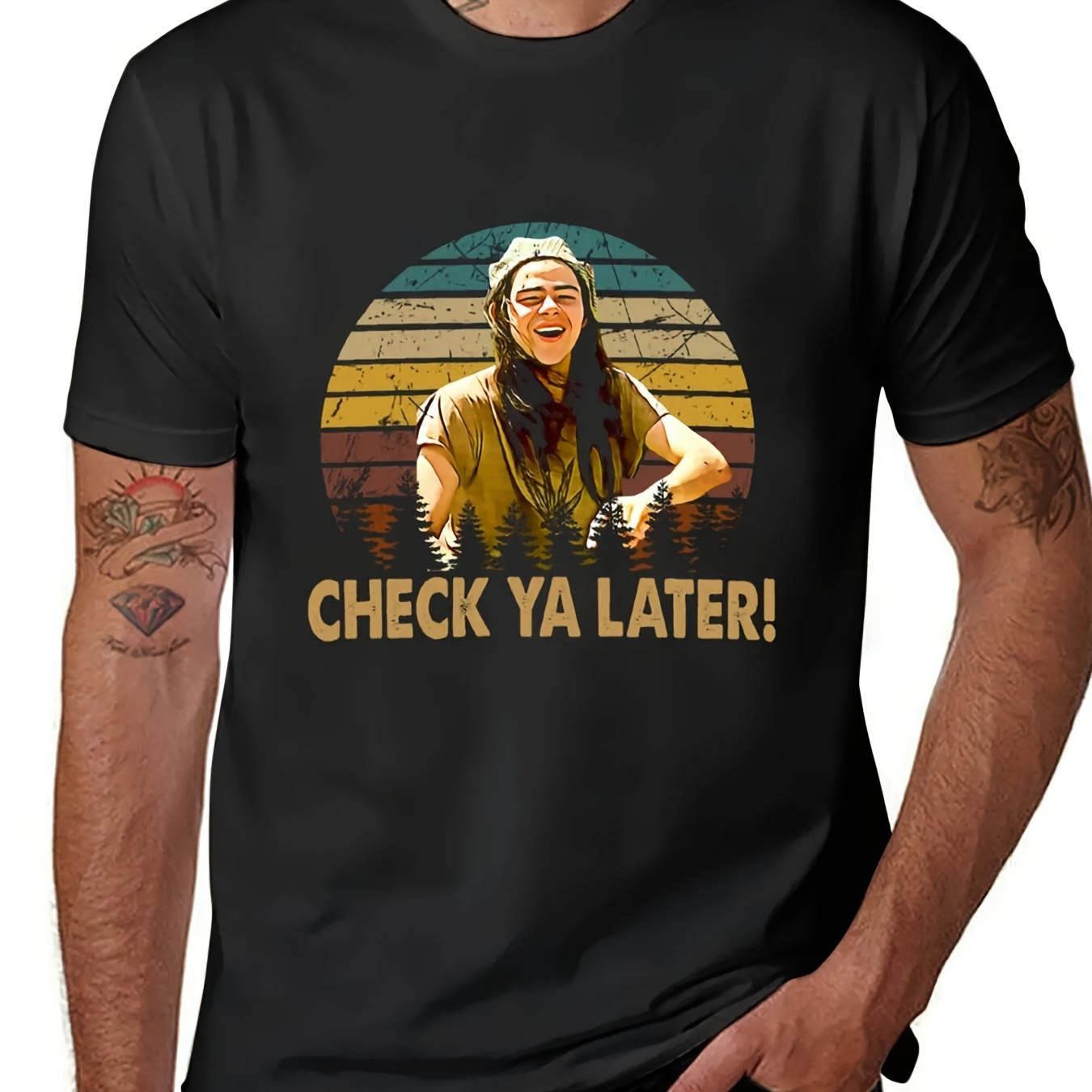 

And Vintage Retro Check Ya Later T-shirt Manga Clothe Shirts Graphic Tees Anime Tees Men's T-shirts 220g