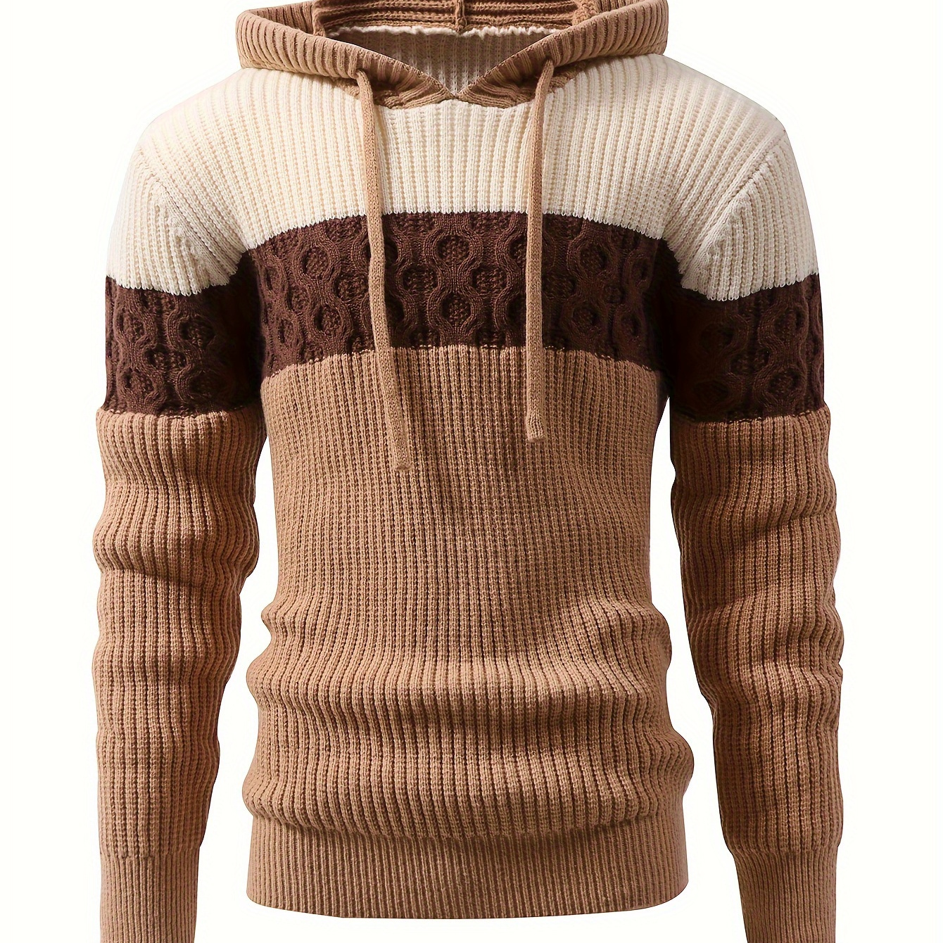 

Men's Knitted Hoodie Sweater: Soft Polyester , Chunky Cable Knit, And Design For Casual Wear