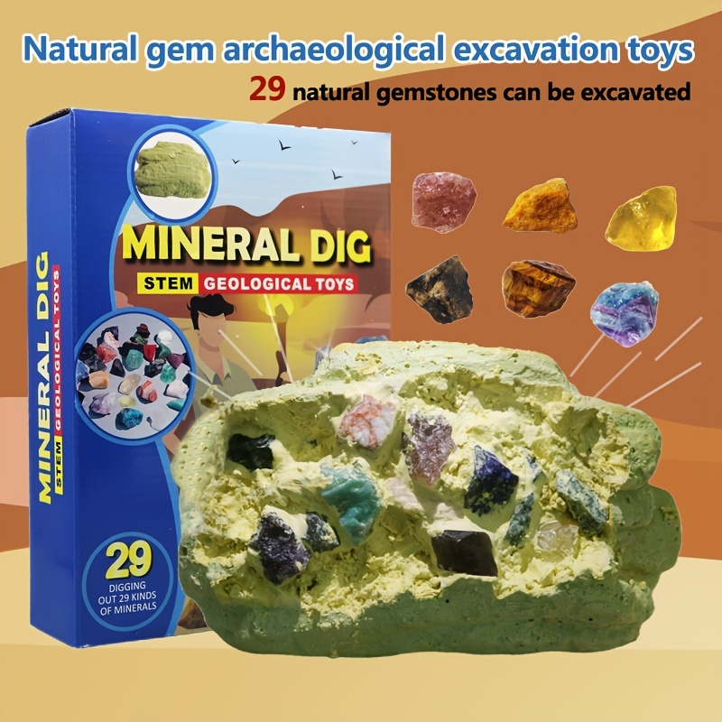 

Unearth 28-29 Natural Gemstones With The Geographic Gem Ore Digger Kit - Real Gems & Crystals, Volcanic Minerals - Geology & Science Kit - Halloween, Christmas And Thanksgiving Day Gift
