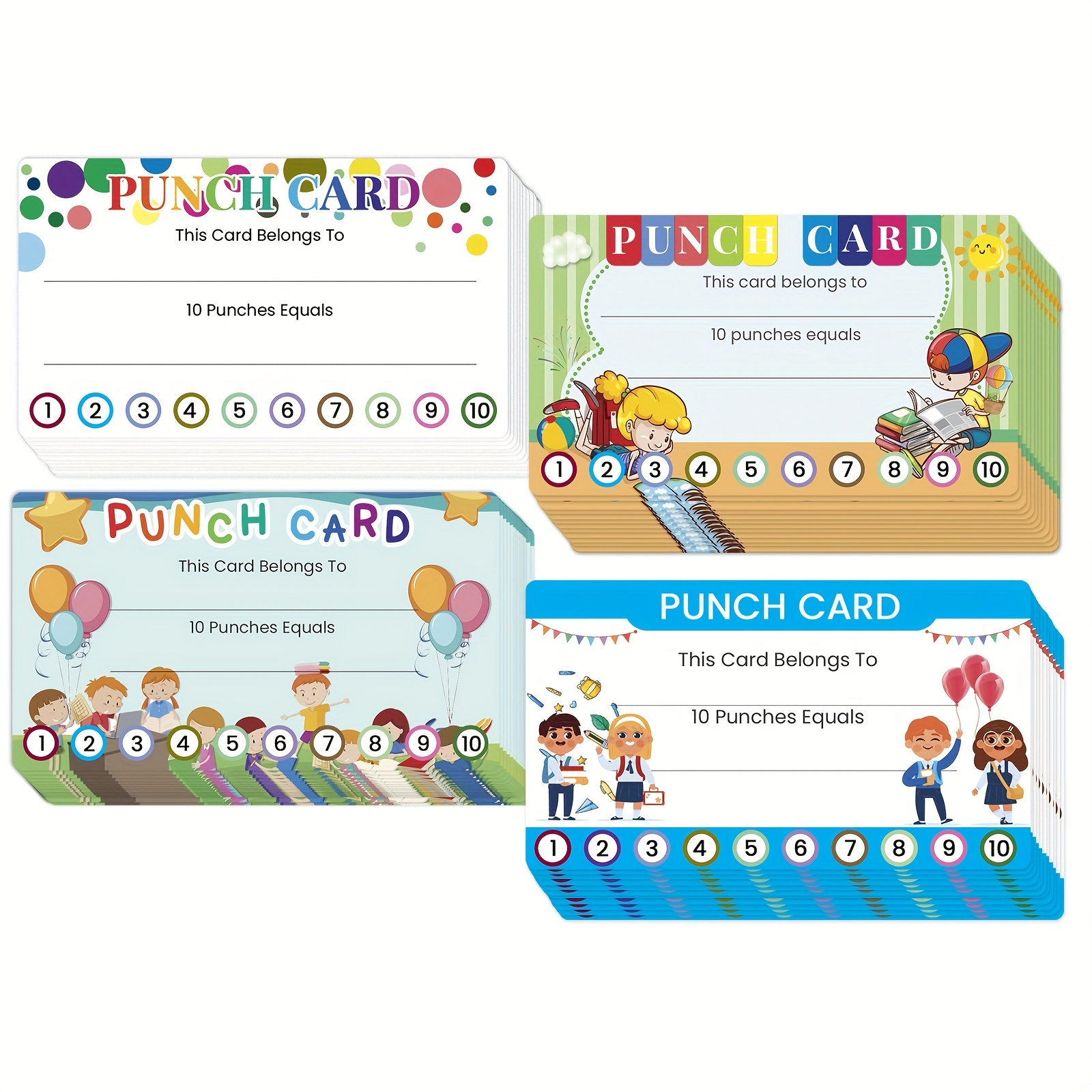 Punch Cards For Classroom 200pcs Kids Behavior Reward Punch Cards ...