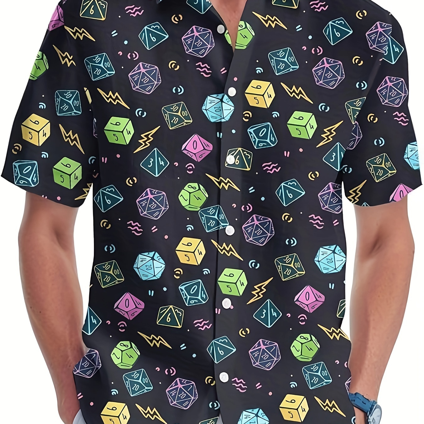 

Hawaiian 3d Print Shirt, A On 's Site, Short-sleeved With A Collar.