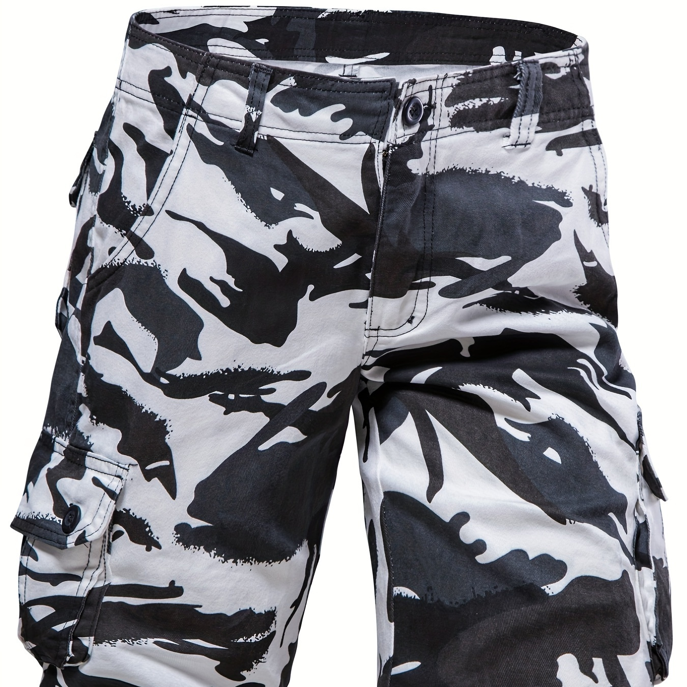 

Solid Cotton Street Style Men's Casual Camo Pattern Cargo Shorts With Pocket, Men's Outfits