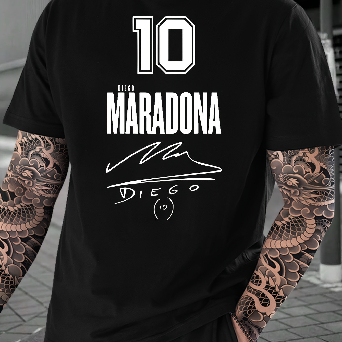 

10 Maradona Letter Print Tee Shirt, Tees For Men, Casual Short Sleeve T-shirt For Summer
