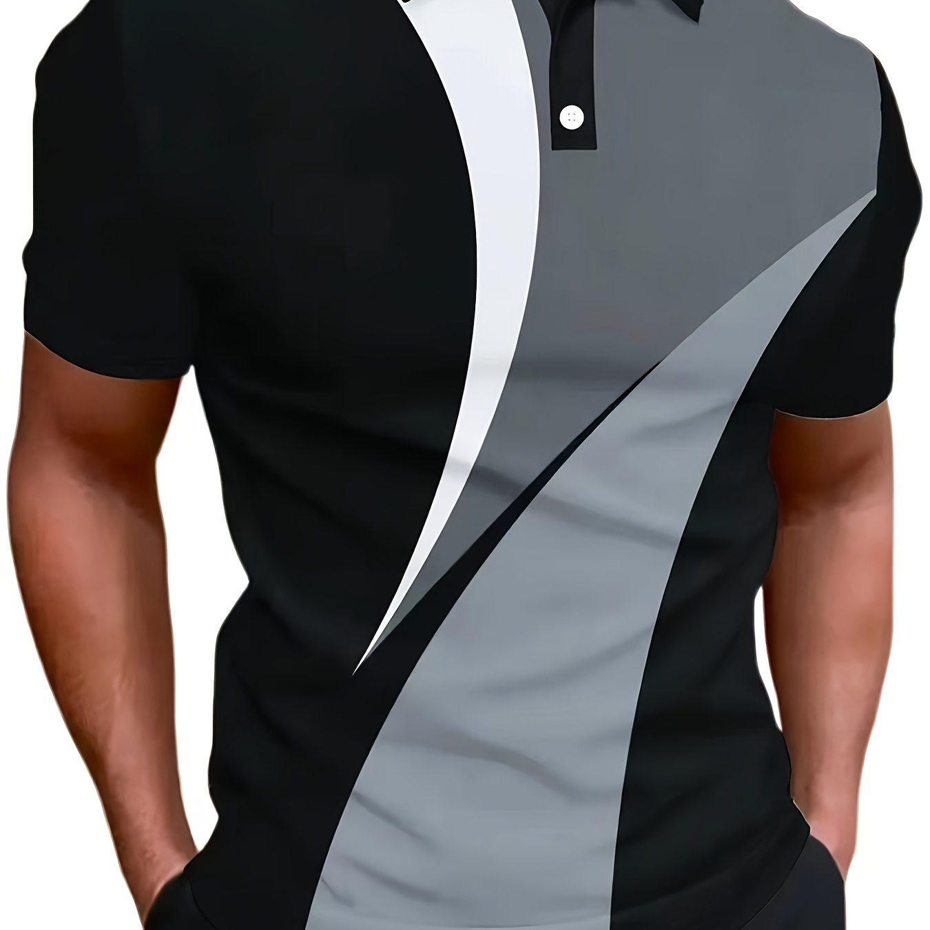 

Men's Geometric Graphic Print Golf Shirt, Casual Short Sleeve Shirt For Summer Outdoor