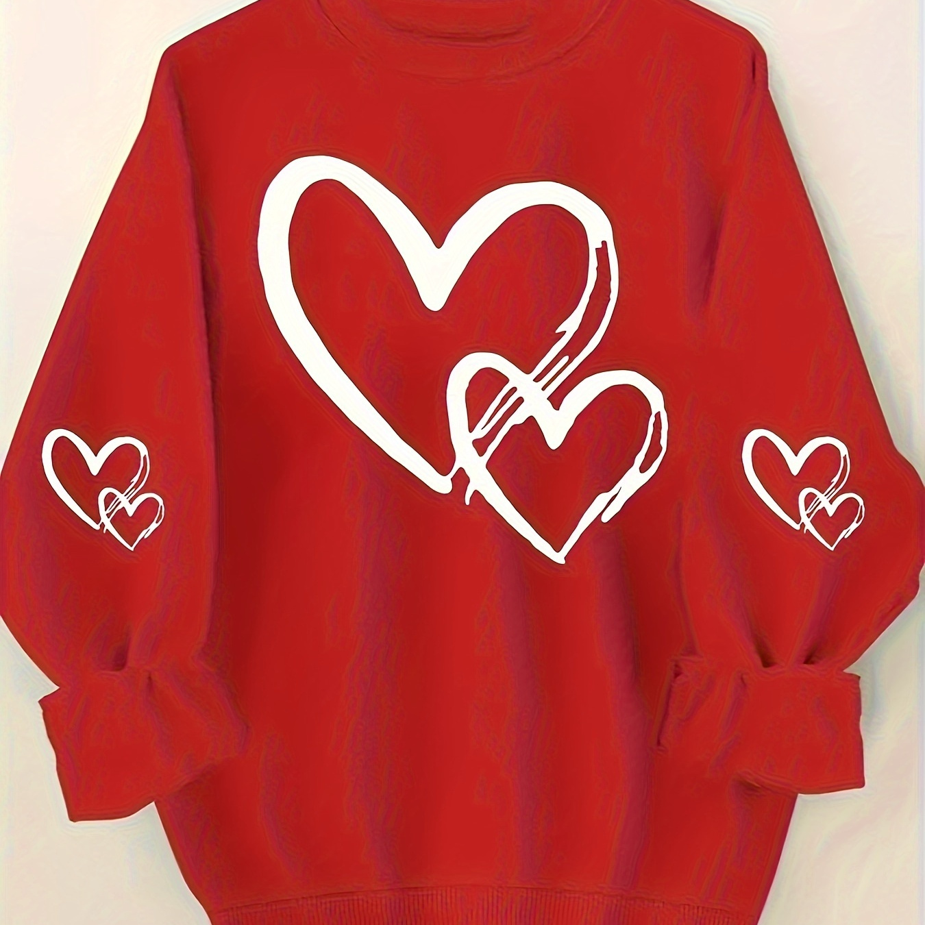 

Sweatshirt Col Rond Imprimé Cœur - Décontractée, Mélange de , la & Hiver