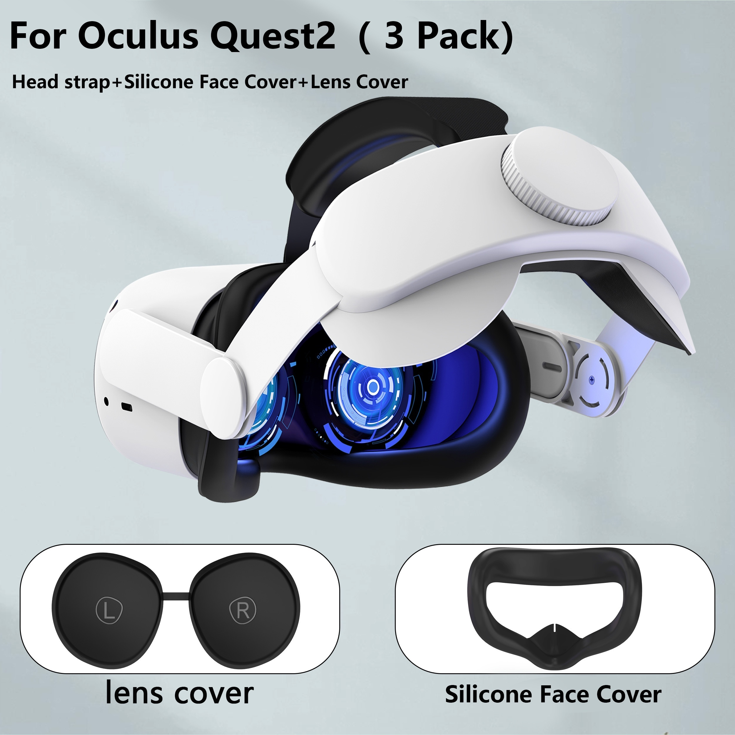 VR Face Cushion Cover and PSVR 2 Lens Protector Cover for Playstation VR2,  Sweatproof Silicone Fitness Facial Interface Pad 2 Pack & Lens Dust Cover