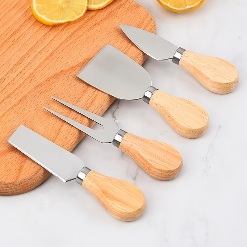 Cheese Knife Set, 4 Pieces Stainless Steel Cheese Knives for Charcuterie  Board, Charcuterie Knife Spreader Fork Set with Bamboo Wood Handle, Cheese