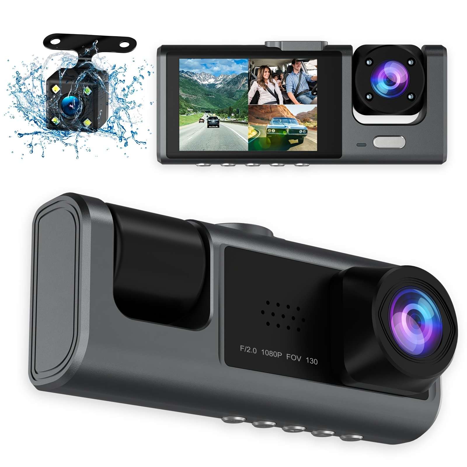 TSV Dual Dash Cam, 1080p Front and Rear Dual Dash Camera for Cars, 3.16inch Display, 170 Wide Angle Dashboard Camera Recorder with Parking Monitoring