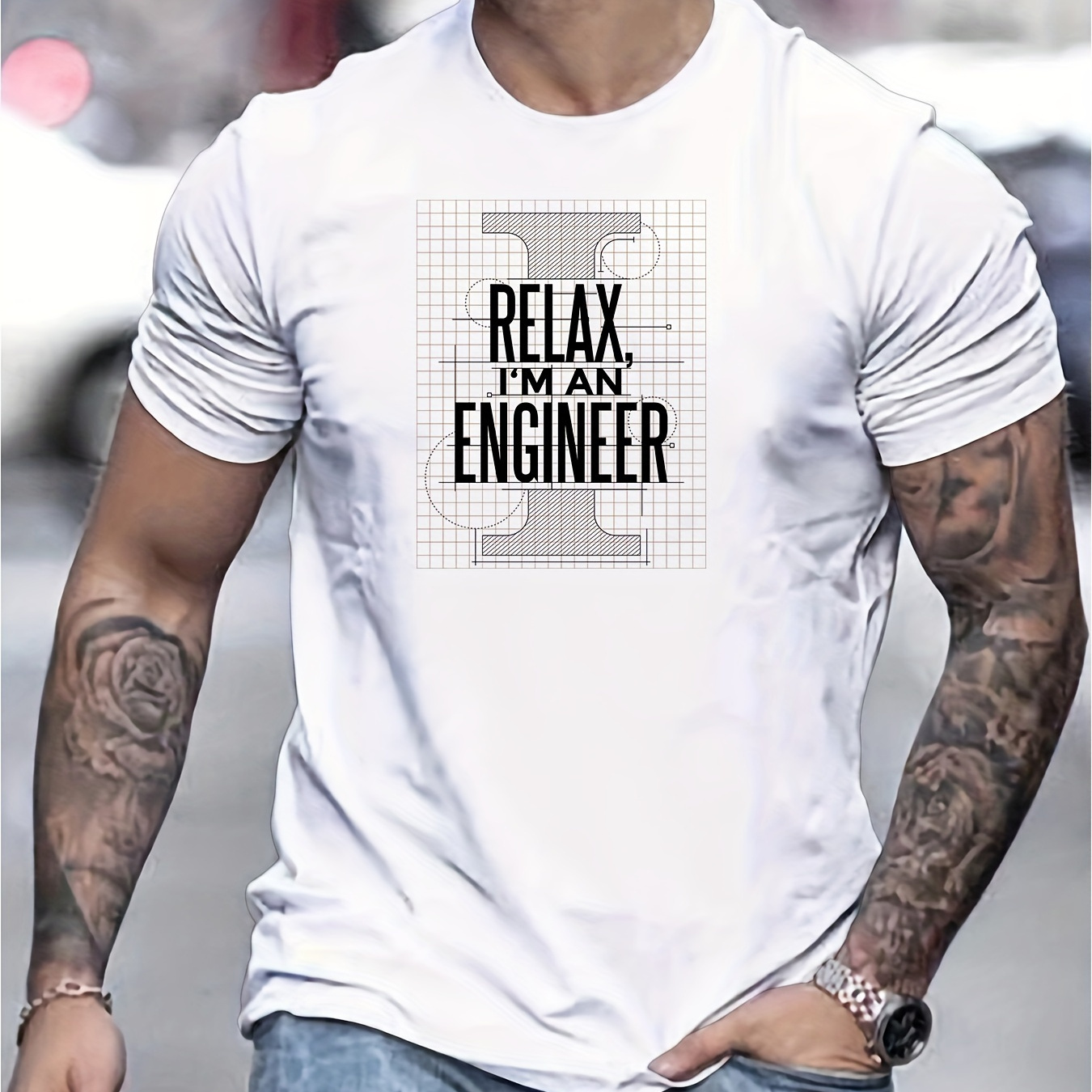 

Relax I'm An Engineer Print Tee Shirt, Tees For Men, Casual Short Sleeve T-shirt For Summer