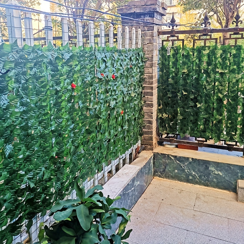 Recinzione per la Privacy artificiale 4/3/2/1 metri di lunghezza foglie  finte siepe pannelli di recinzione in finta foglia per giardino balcone  schermo Indoor Outdoor