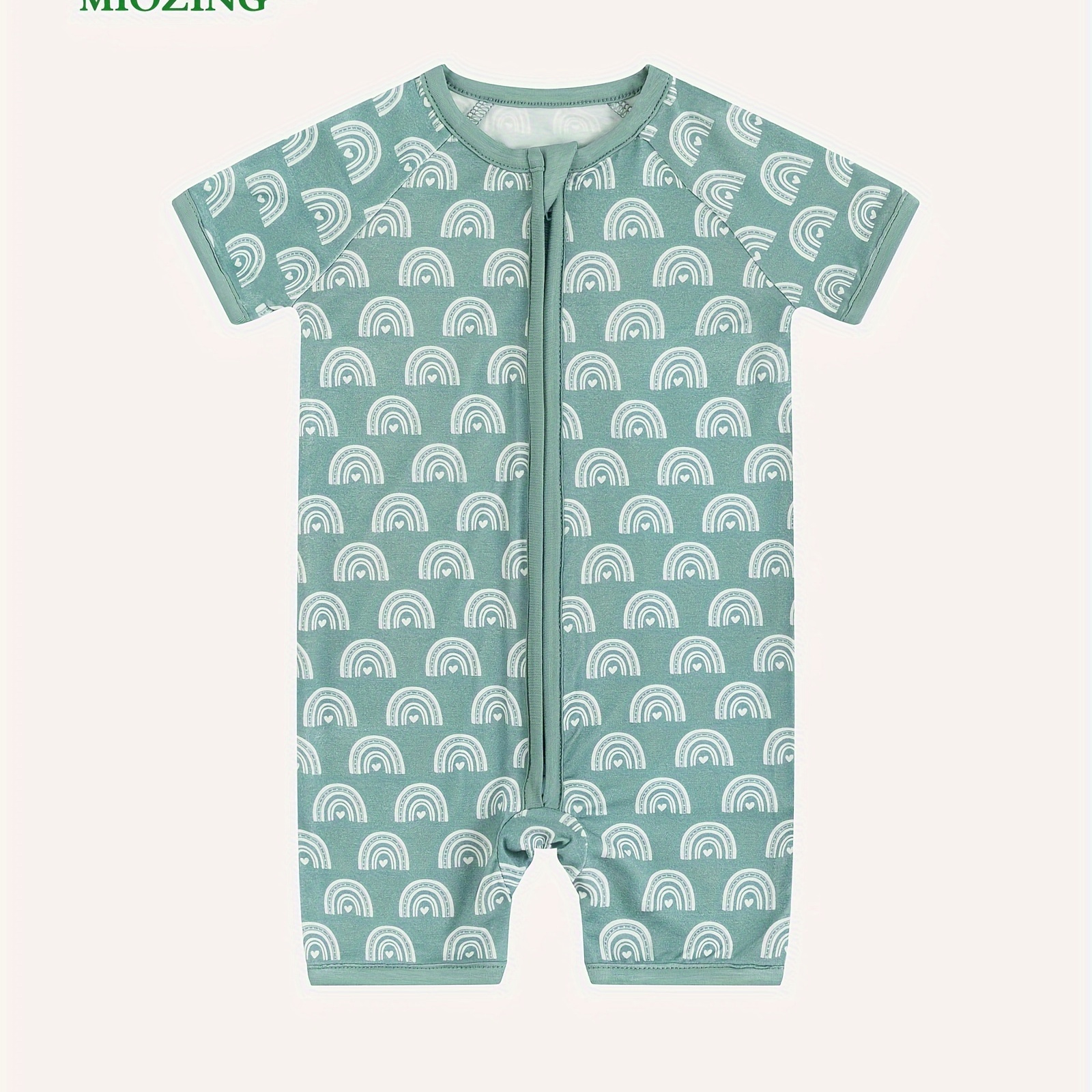 

Miozing Bamboo Fiber Bodysuit For Infants, Cartoon Rainbow Pattern Short Sleeve Onesie, Baby Girl's Clothing