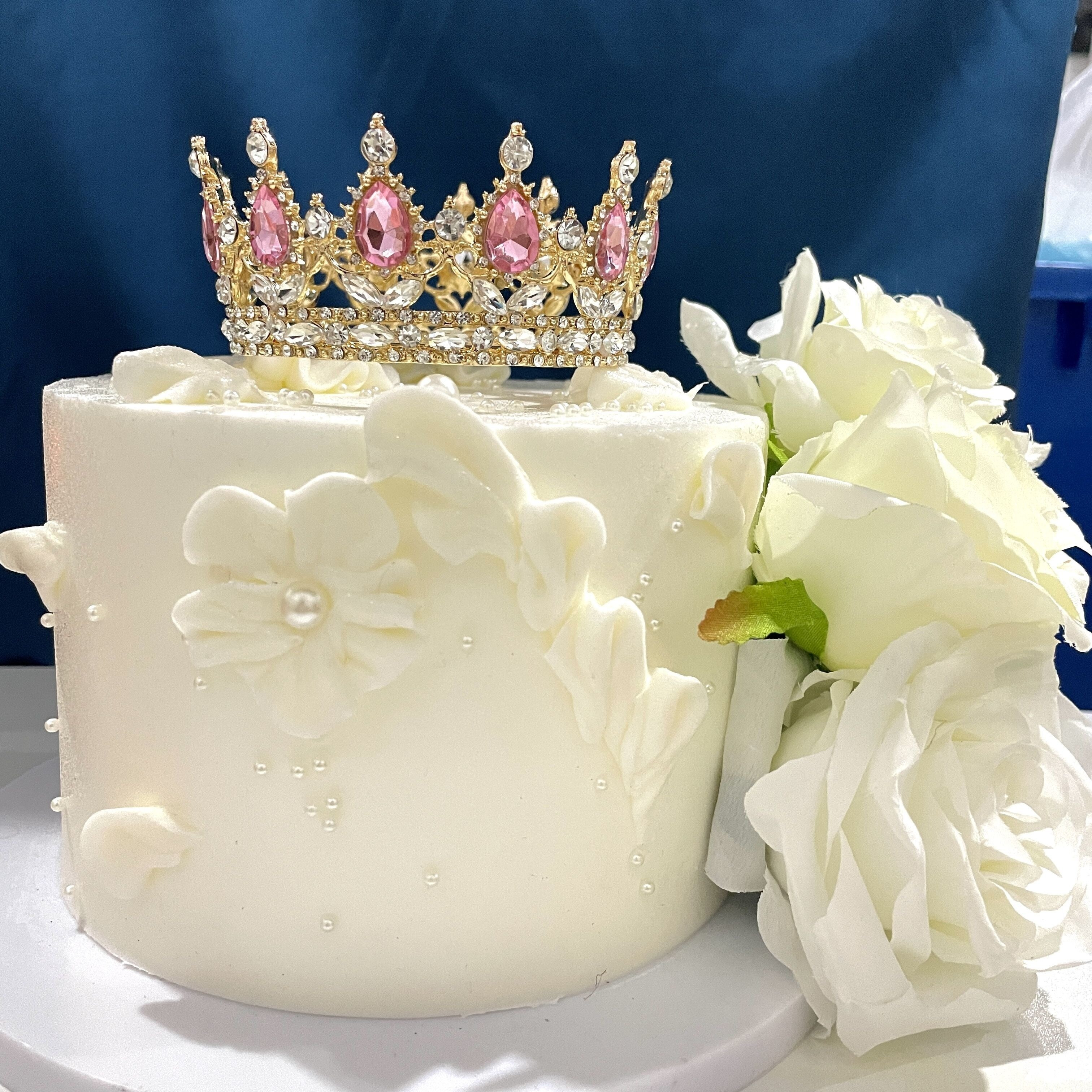 15 piezas de corona para pastel, corona pequeña para decoración de pastel,  mini tiara, corona de cumpleaños, corona de perlas de cristal vintage
