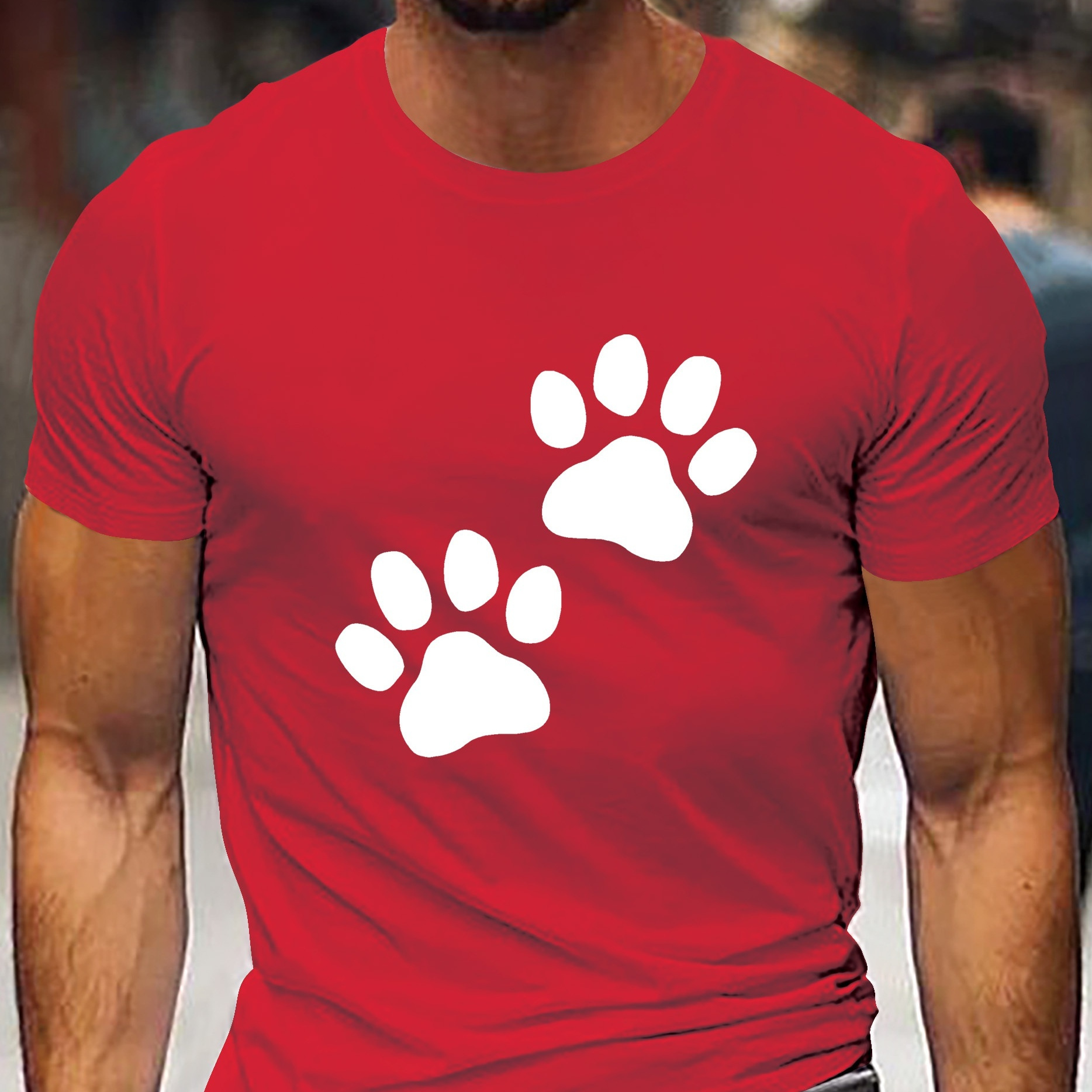 

Dog Paws Graphic Men's Short Sleeve T-shirt, Comfy Stretchy Trendy Tees For Summer, Casual Daily Style Fashion Clothing