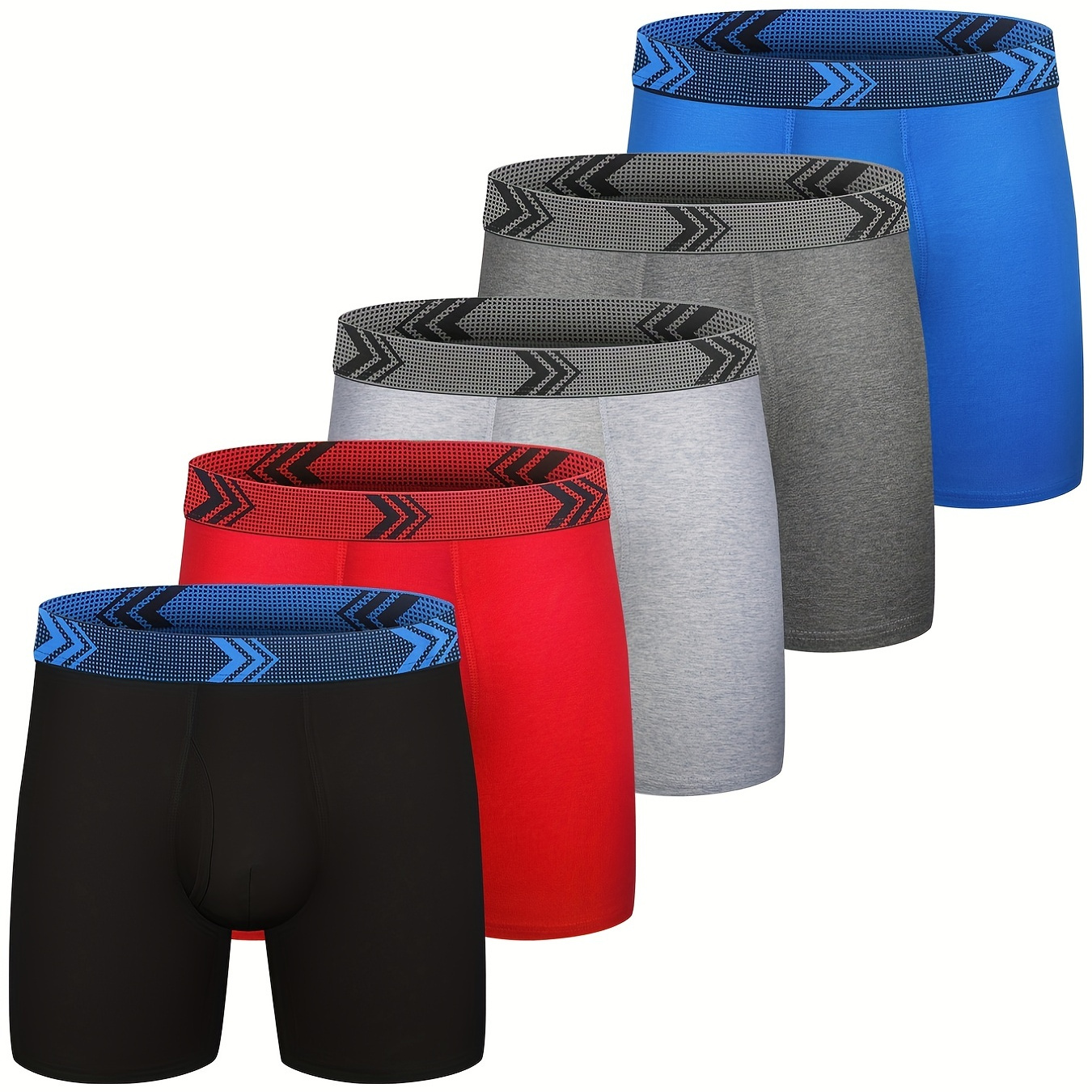 5pairs/set Men's Breathable Soft Boxer Briefs Underwear