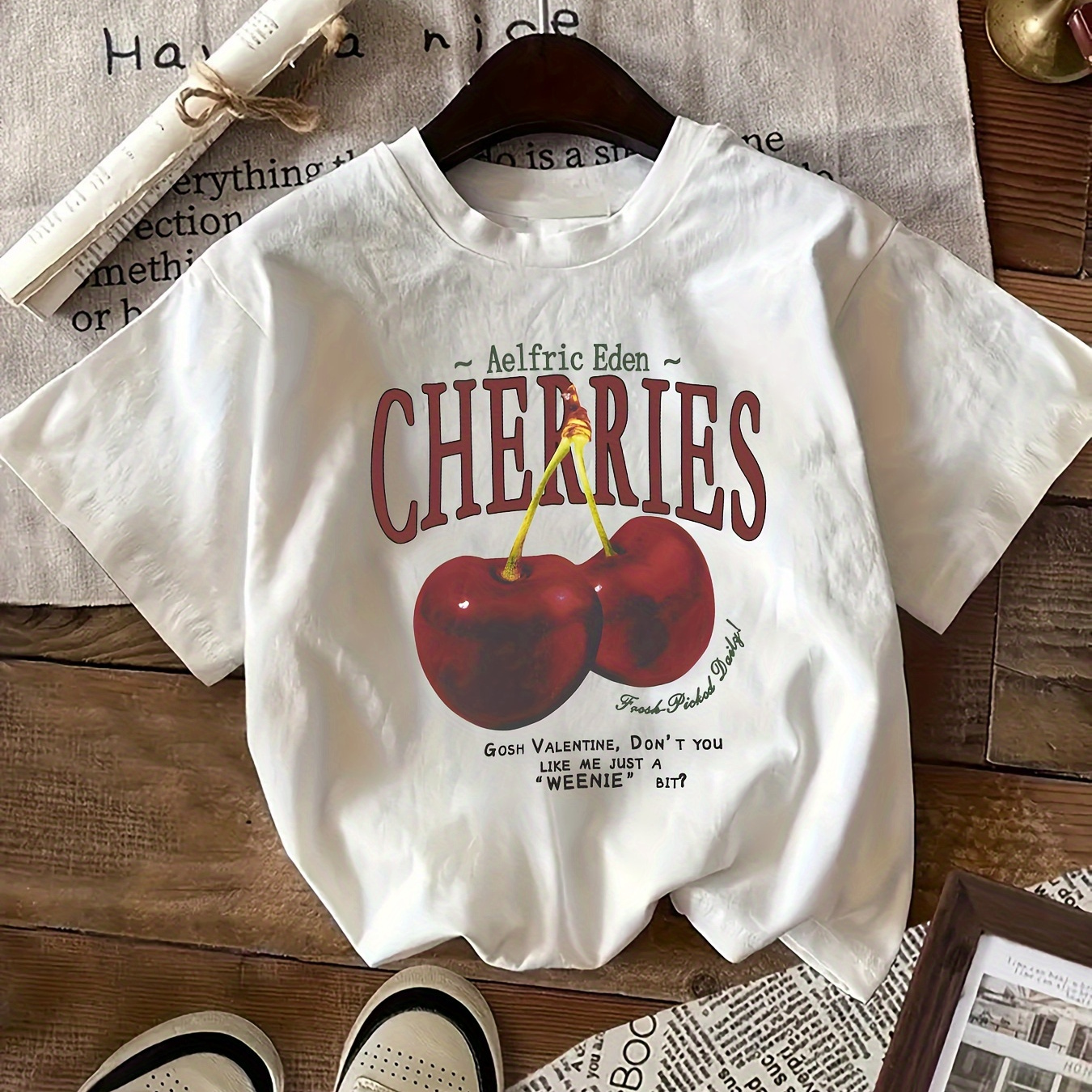 

Women's T-shirt Cherry Print Y2k Clothing