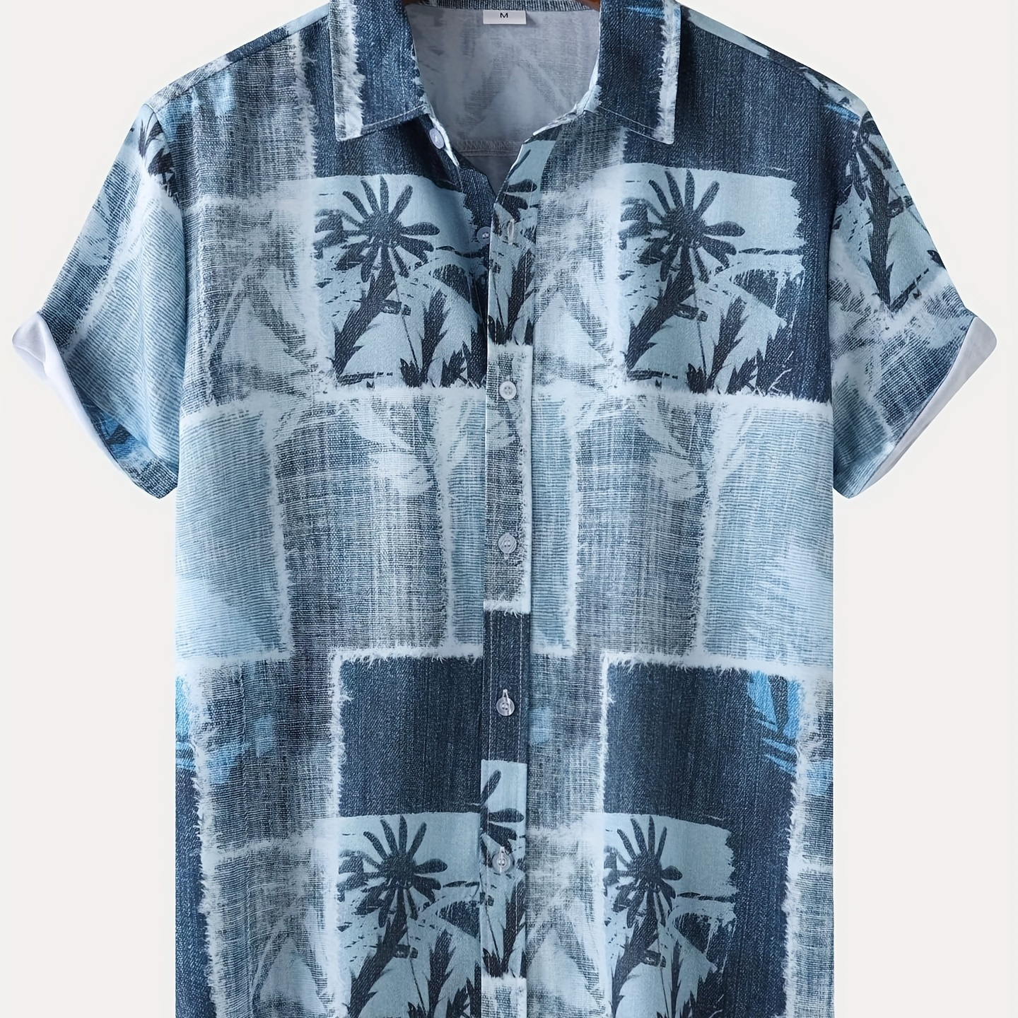 

Men's Trendy Hawaiian Lapel Collar Graphic Shirt With Stylish Palm Tree Print For Summer Vacation And Casual Wear