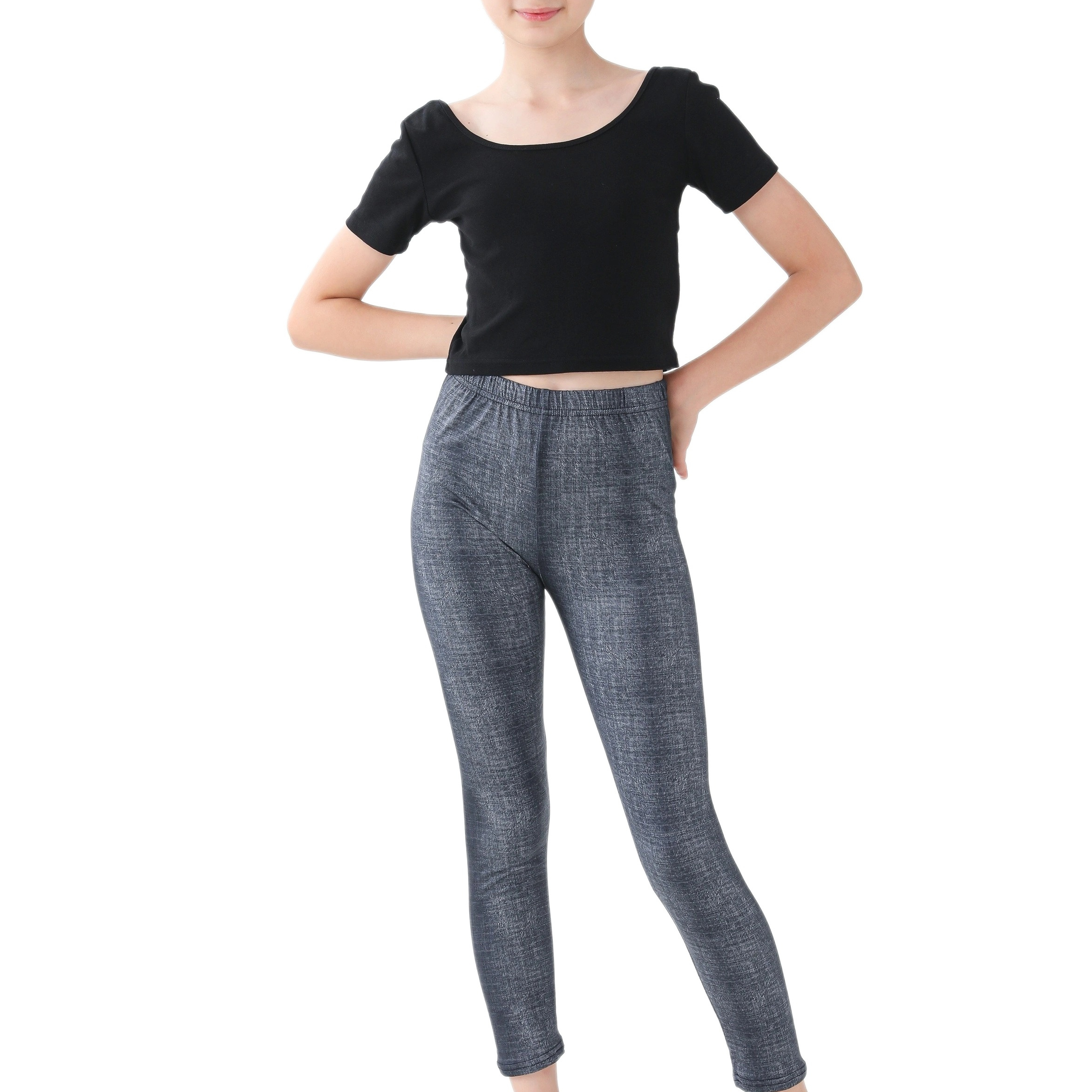 

Solid Color Imitation Denim Pants For Girls, Casual And Stylish Breathable Versatile Trousers Summer Gift, Kids' Clothing
