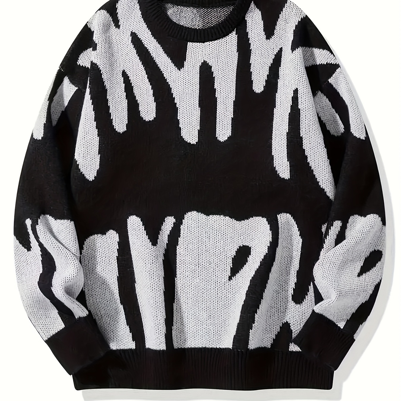 

Y2k Graphic Pattern Pullover Sweater, Crew Neck Long Sleeve Sweater, Women's Clothing