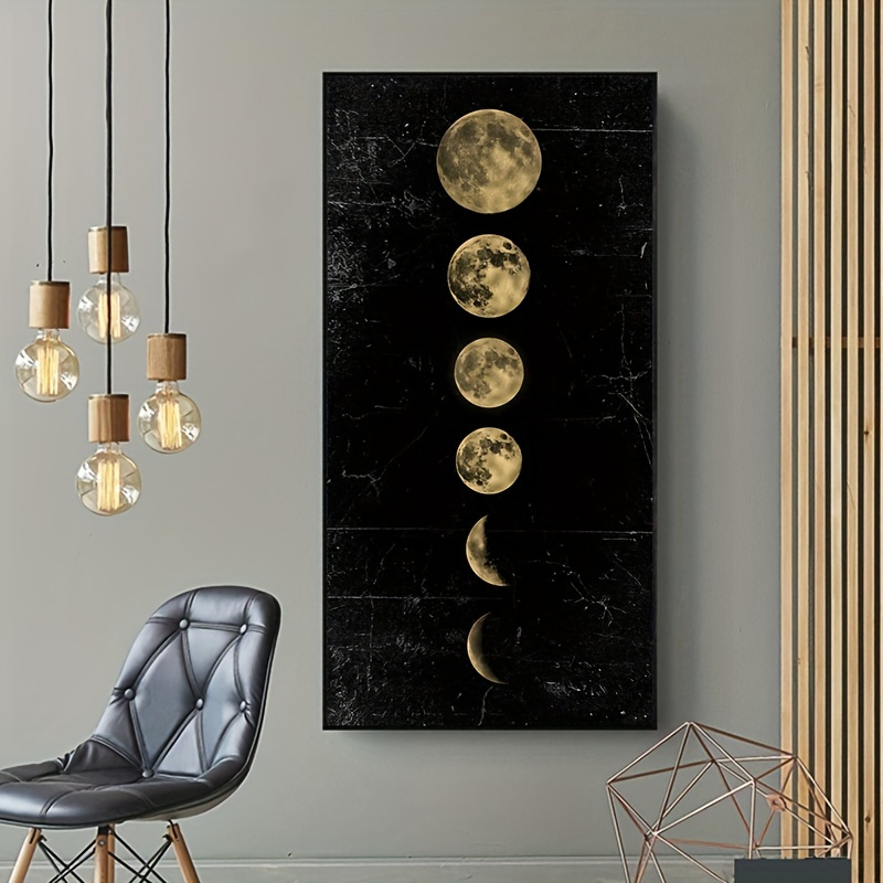 

1pc Eclipse Of The Moon Canvas Poster, Minimalist Art Painting Universe Wall Picture Long Banner Print Living Room Bedroom Decoration, No Frame