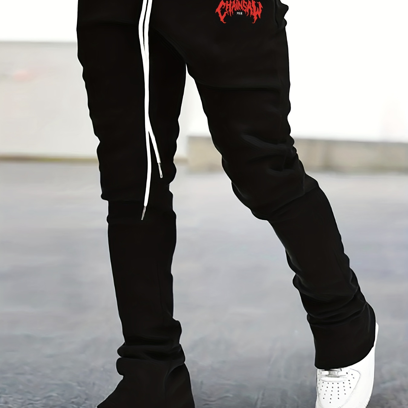 Men's Casual Drawstring Flare Pants Trendy Pattern - Temu