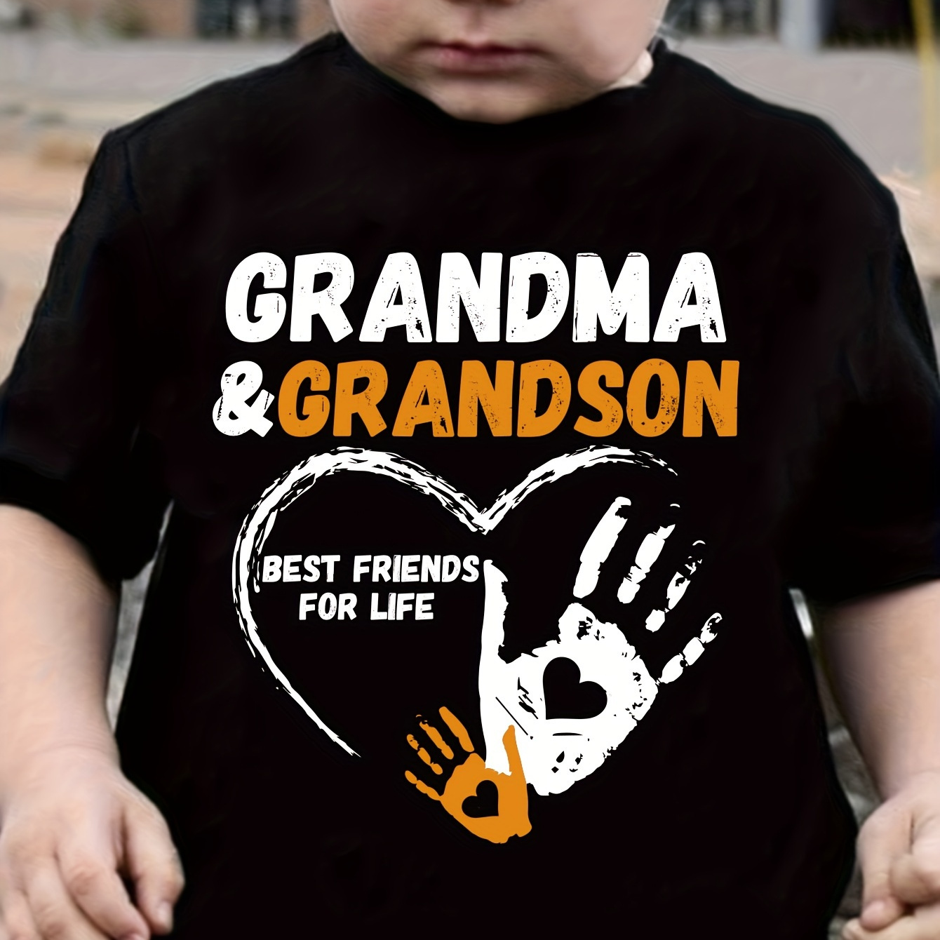 

Boy's Casual T-shirt, "grandma & Grandson Best Friends For Life" Print Short Sleeve Crew Neck Comfortable Summer Top