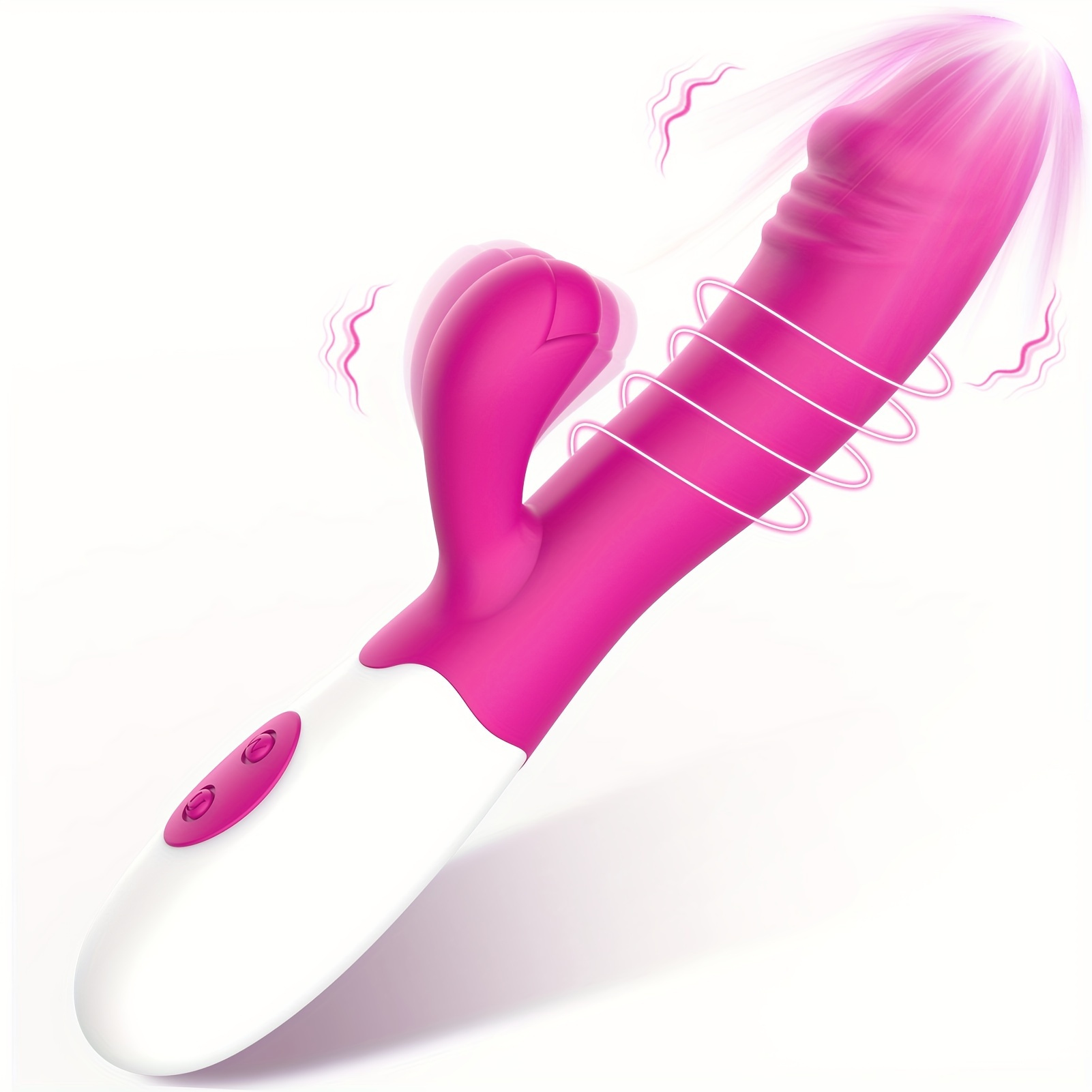 1pc G-Spot Rabbit Vibrator Clitoris Stimulator, Silicone Vaginal Anal Dildo Massager For Women Masturbation, Powerful Waterproof Adult Sex Toys For Couples Sex Things, 9 Vibration Modes And  Two Motors Toys For Starter Beginner Men Women Couples