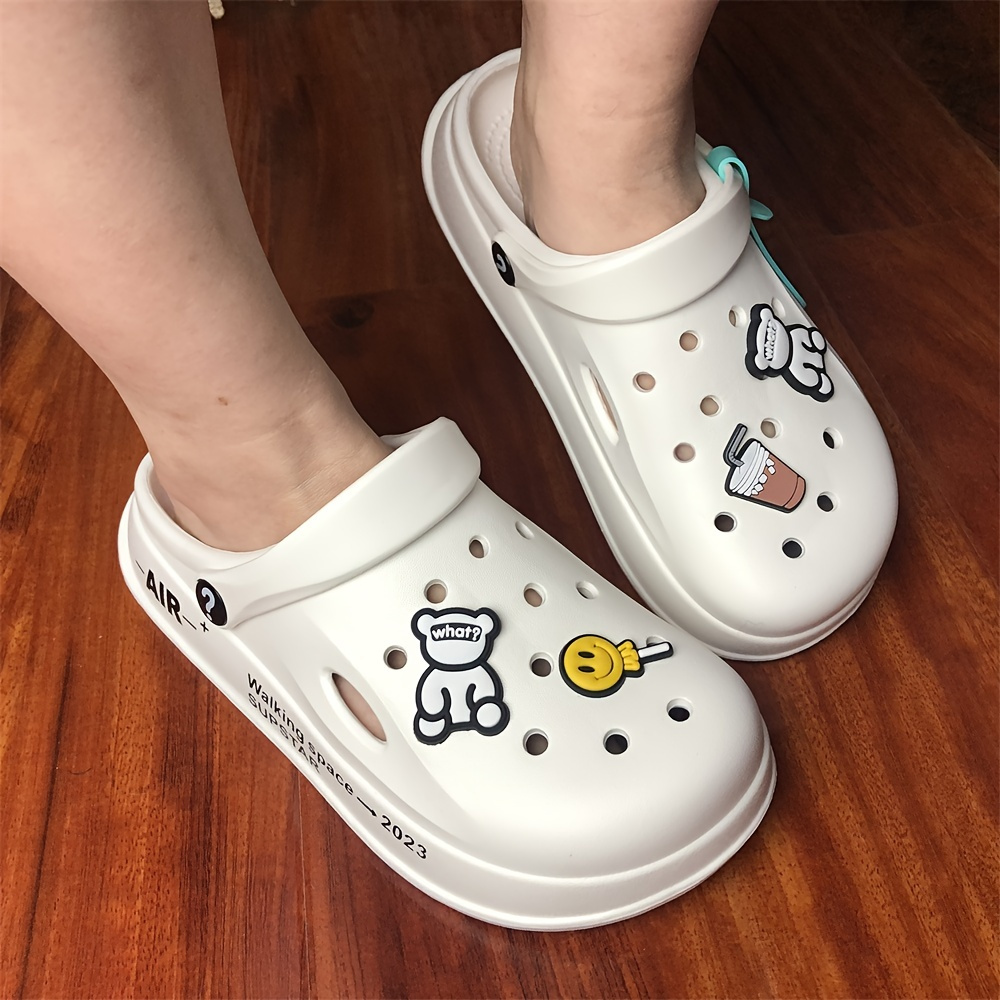 Cute Cartoon Thick Sole Hole Clogs For Women, Garden Shoes, Women's Eva Slippers