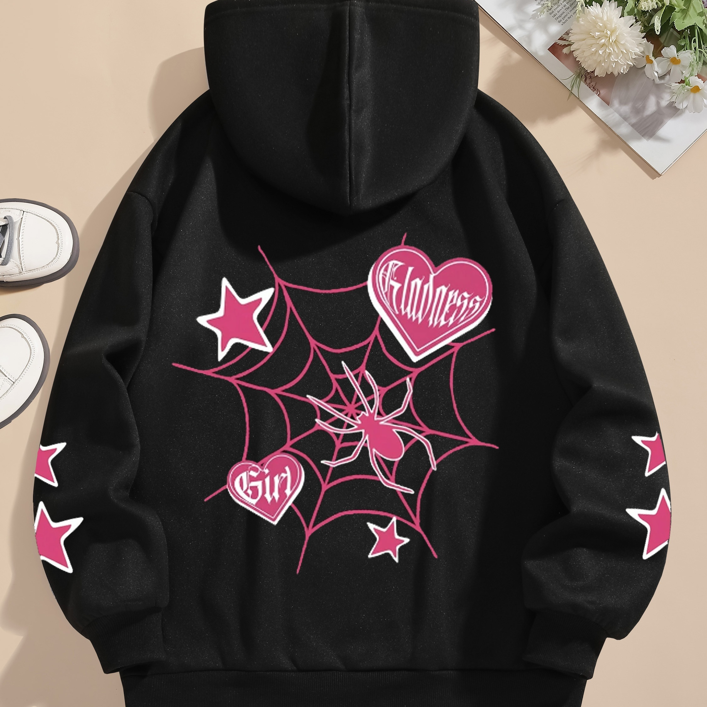 

Graphic Print Hoodie, Drawstring Casual Hooded Sweatshirt For Spring & Fall, Women's Clothing
