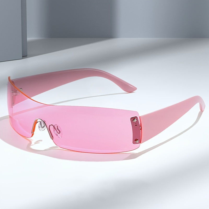Y2k Rimless Sunglasses For Women Trendy Cyberpunk Shades Glasses